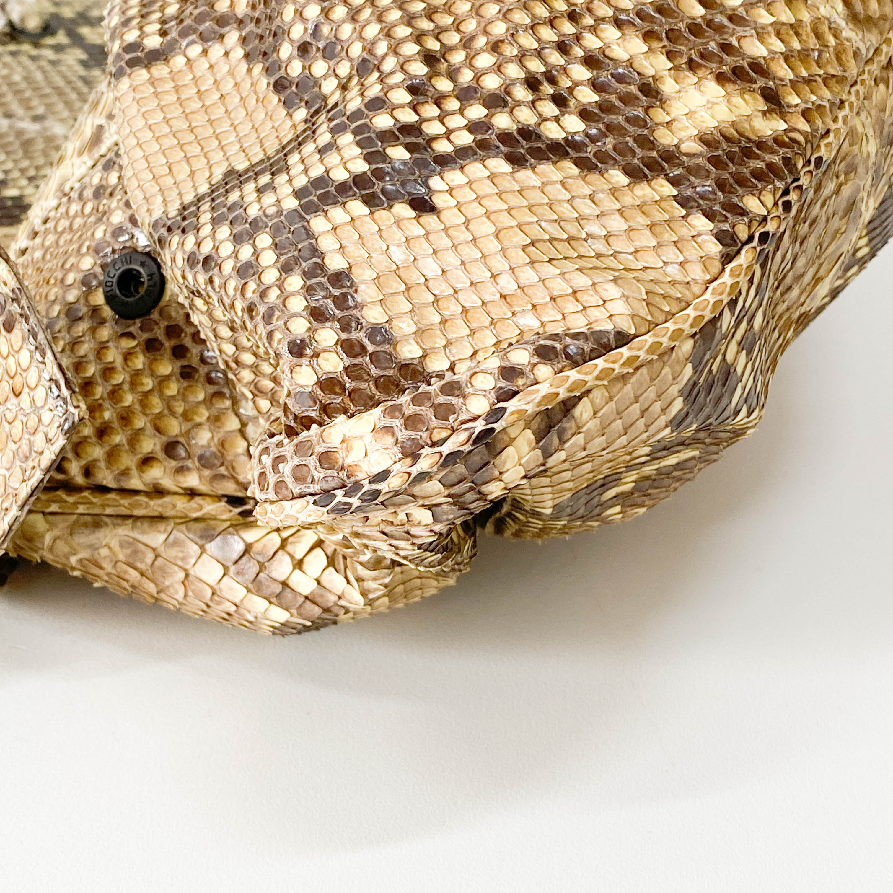 Yellow Python Embossed Leather Shoulder Bag