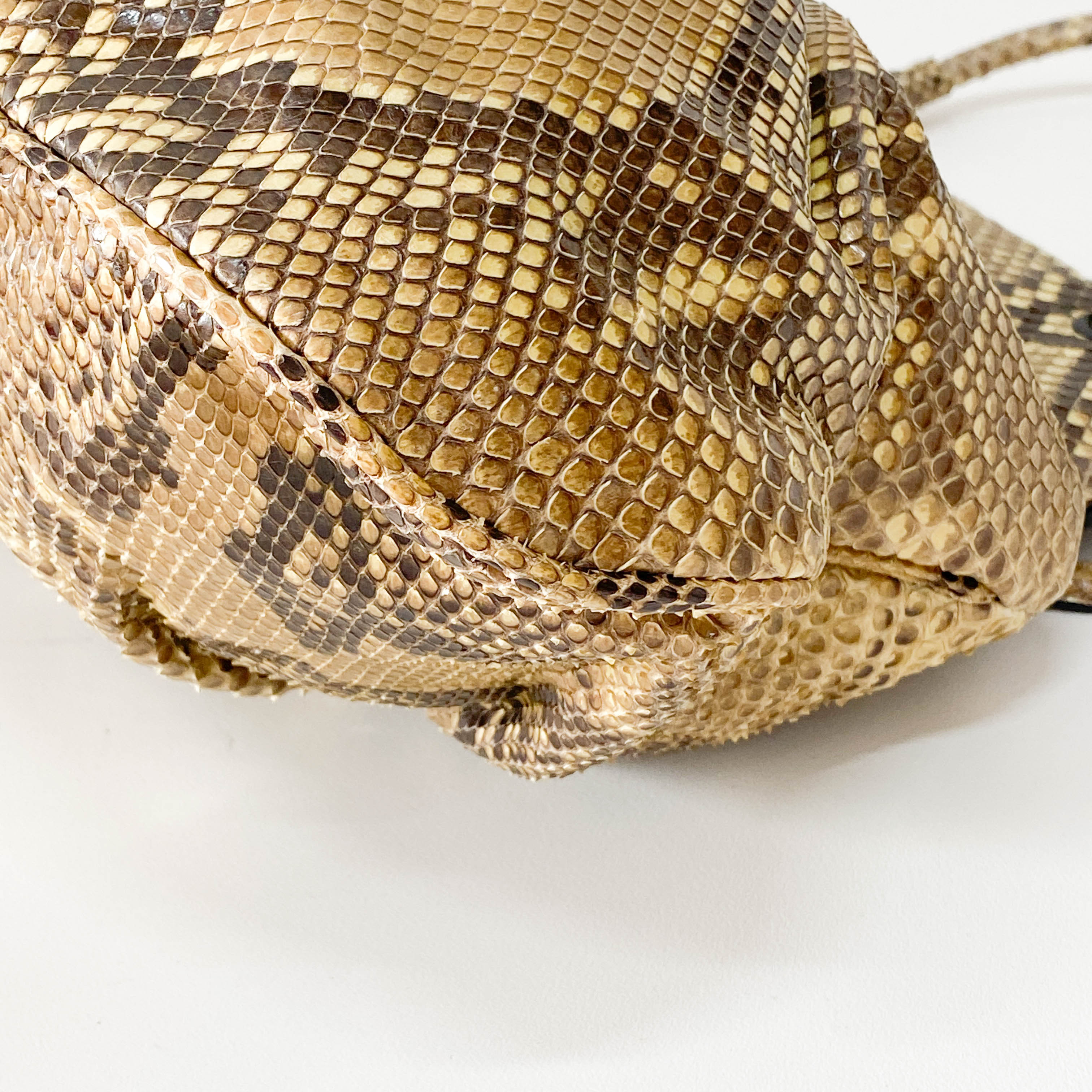 Yellow Python Embossed Leather Shoulder Bag