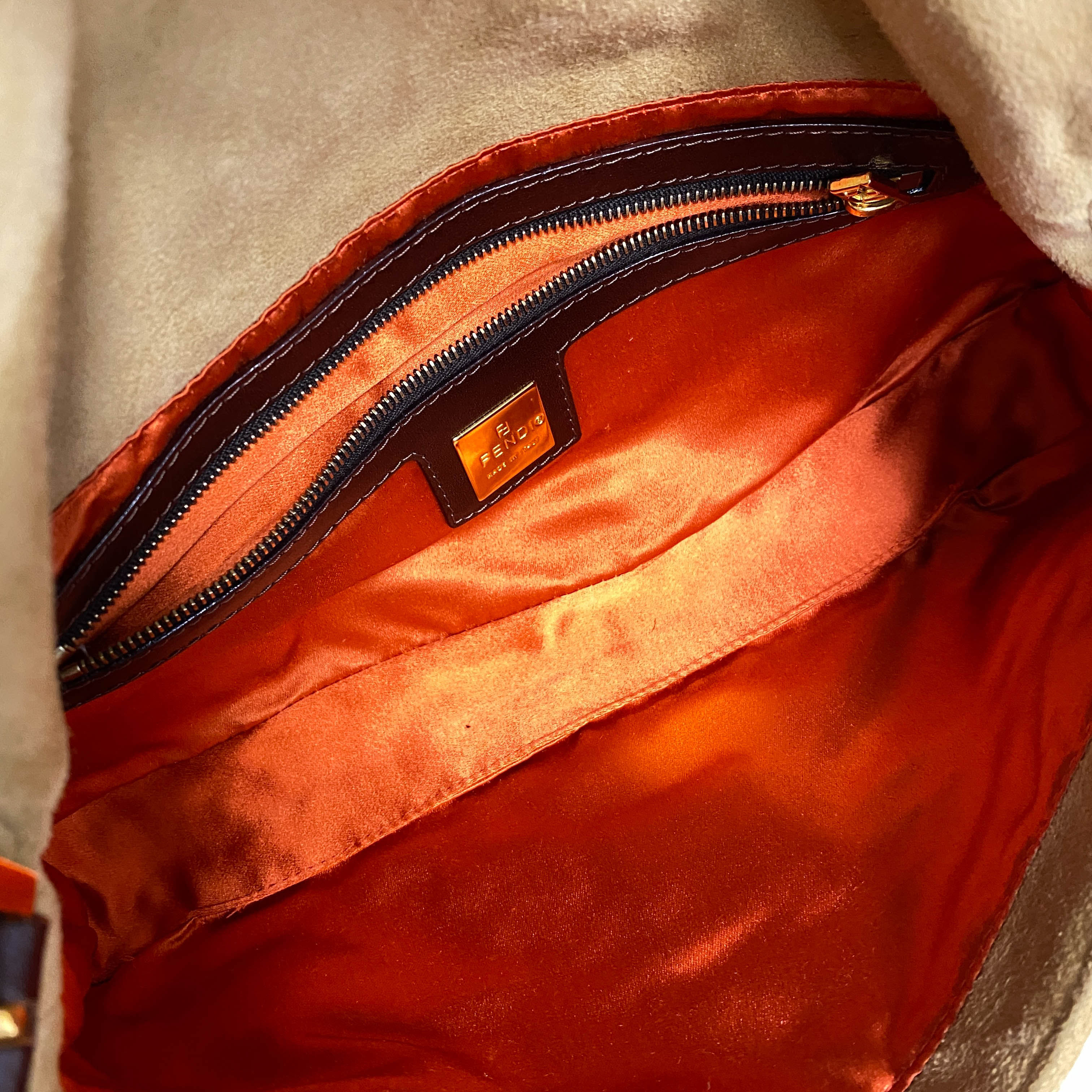 Baguette Brown Suede Beaded Shoulder Bag