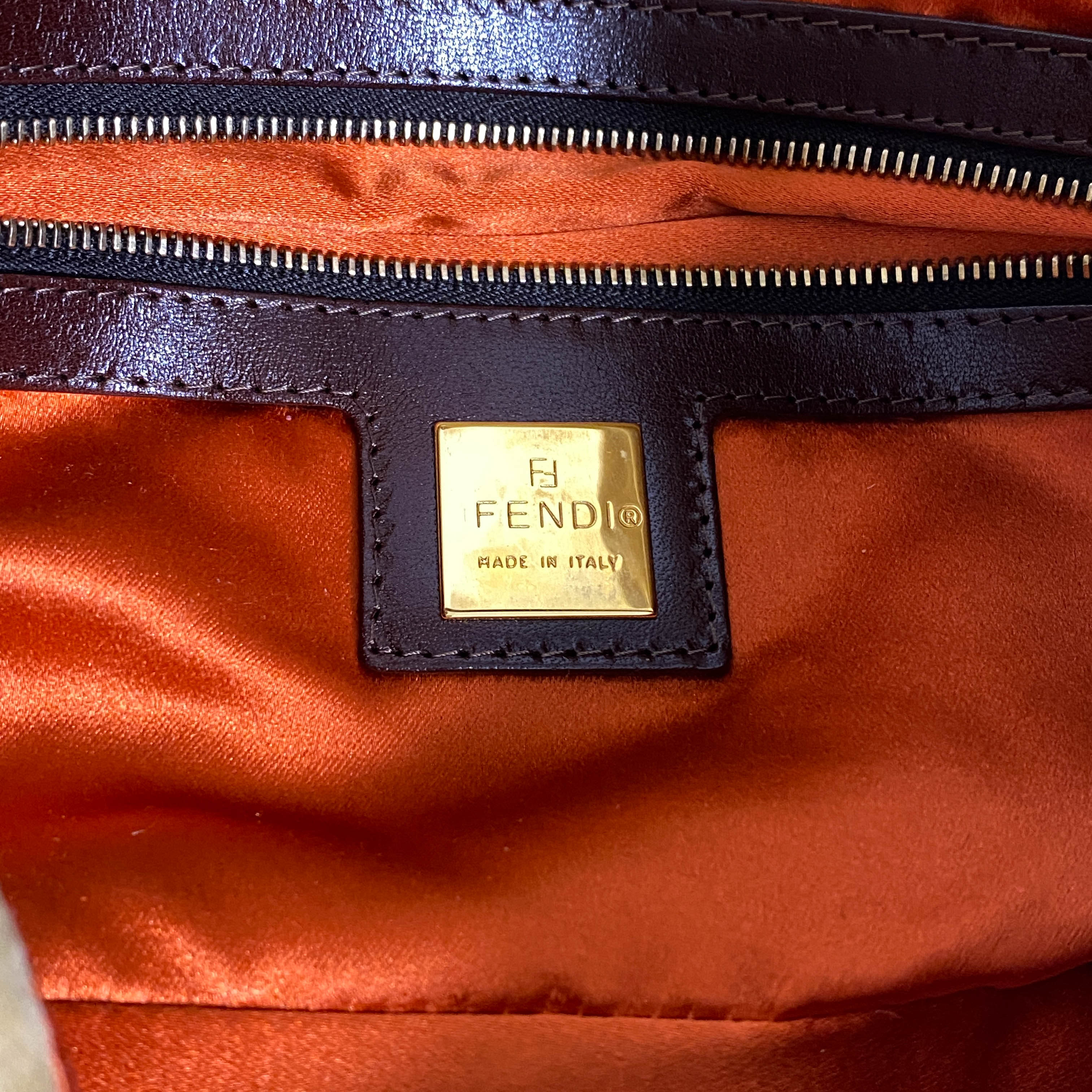 Baguette Brown Suede Beaded Shoulder Bag