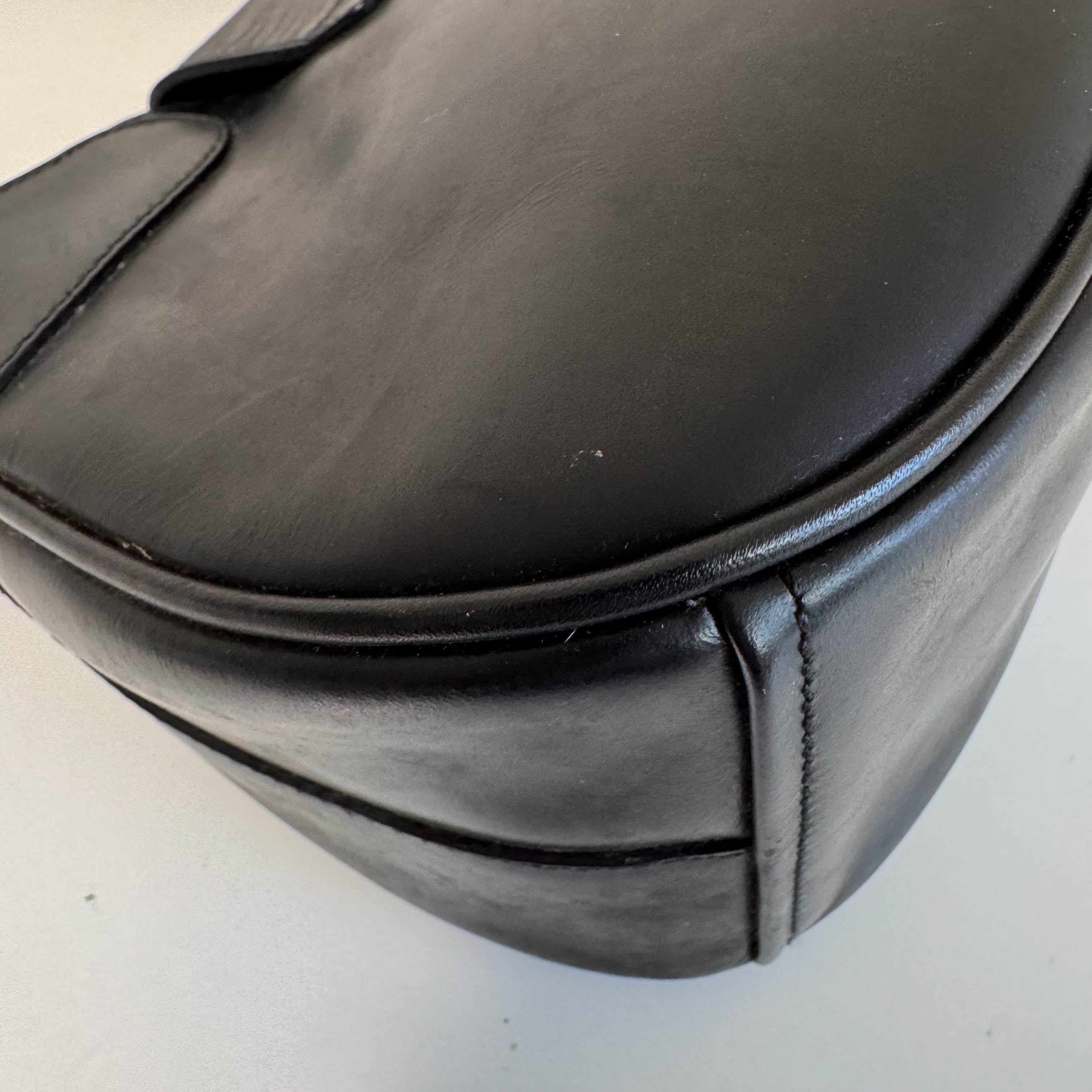 Black Leather Hobo Shoulder Bag
