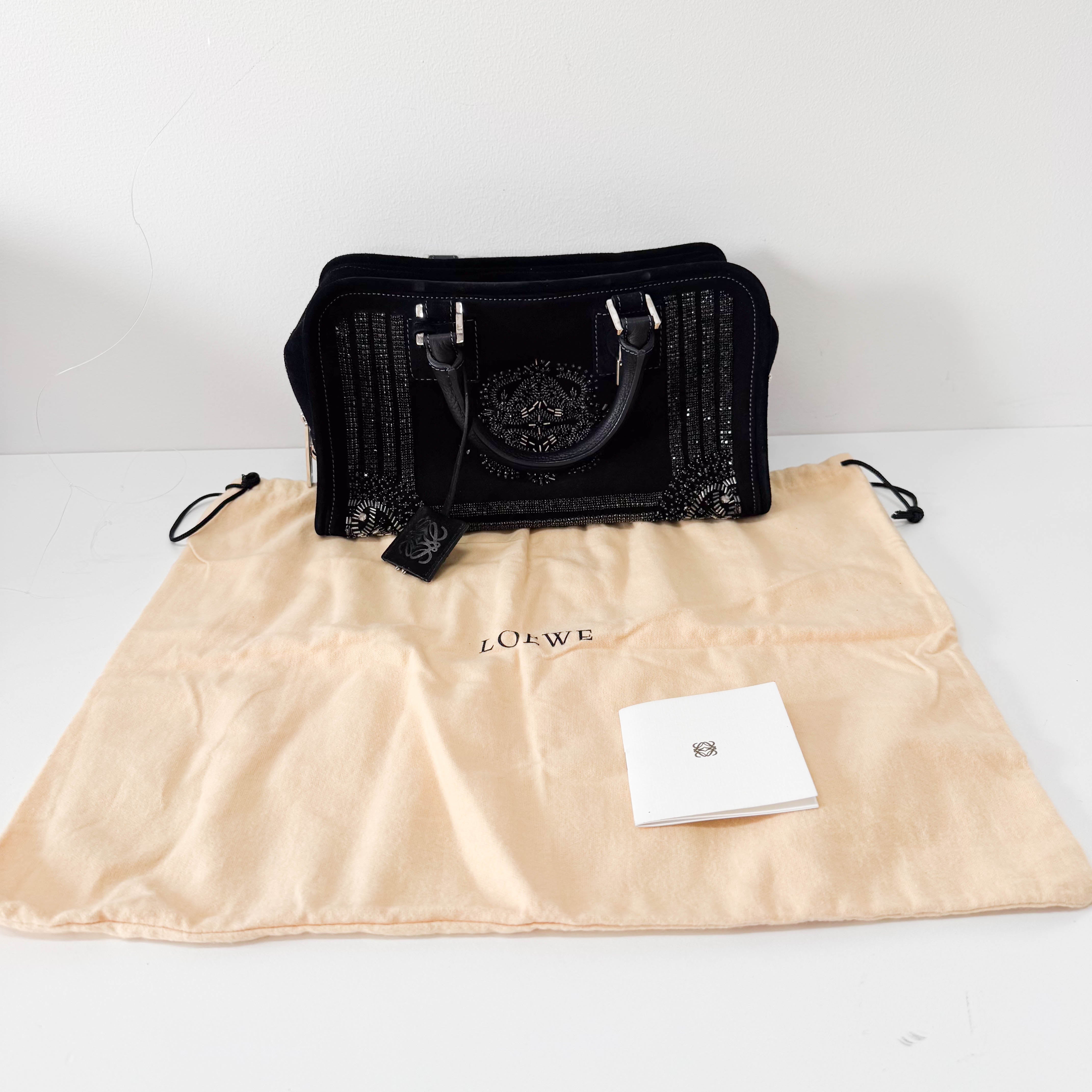 Amazona Black Suede & Beads Handbag