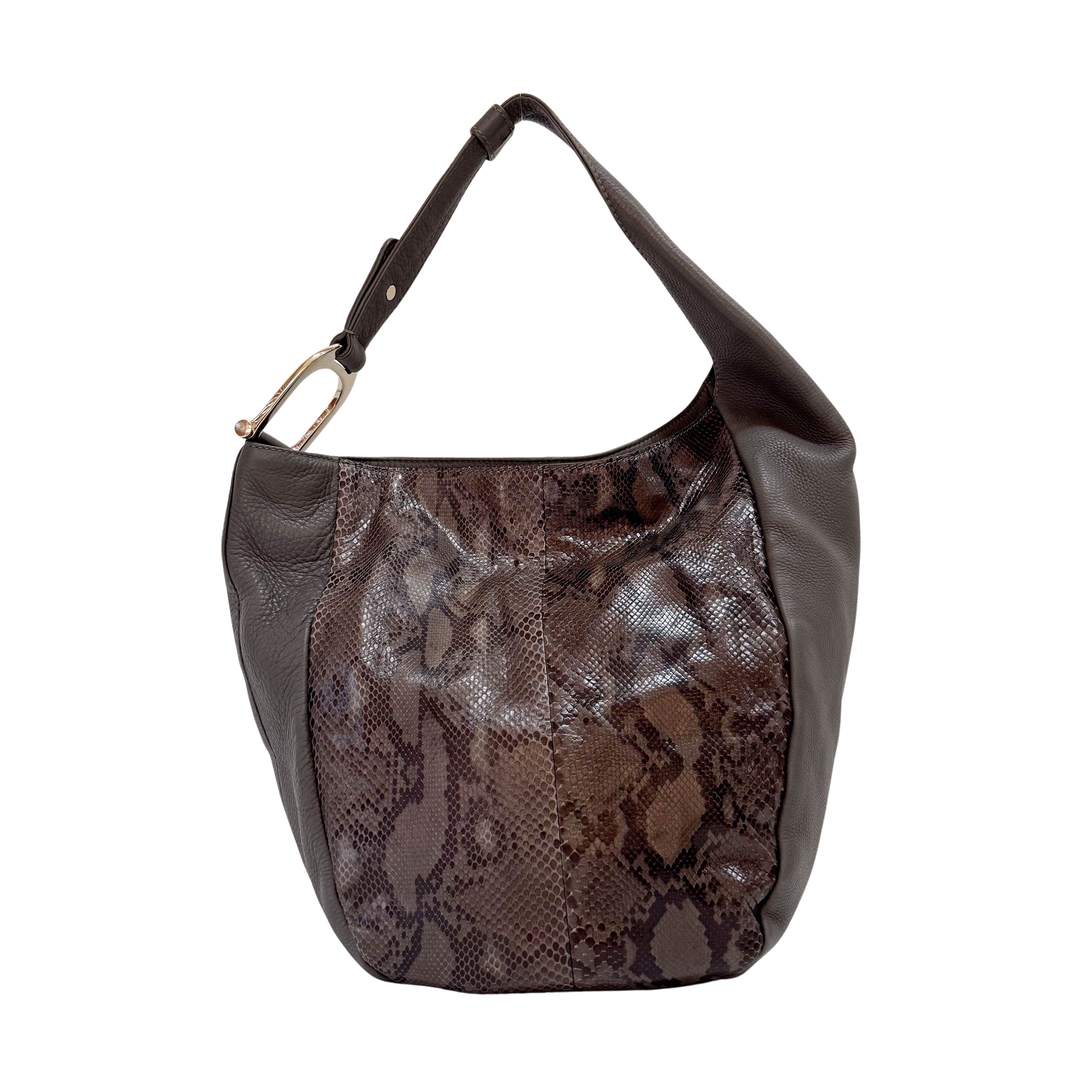 Ash Grey Leather Hobo