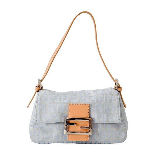 Zuccinno Mini Mamma Baguette Blue Canvas Shoulder Bag