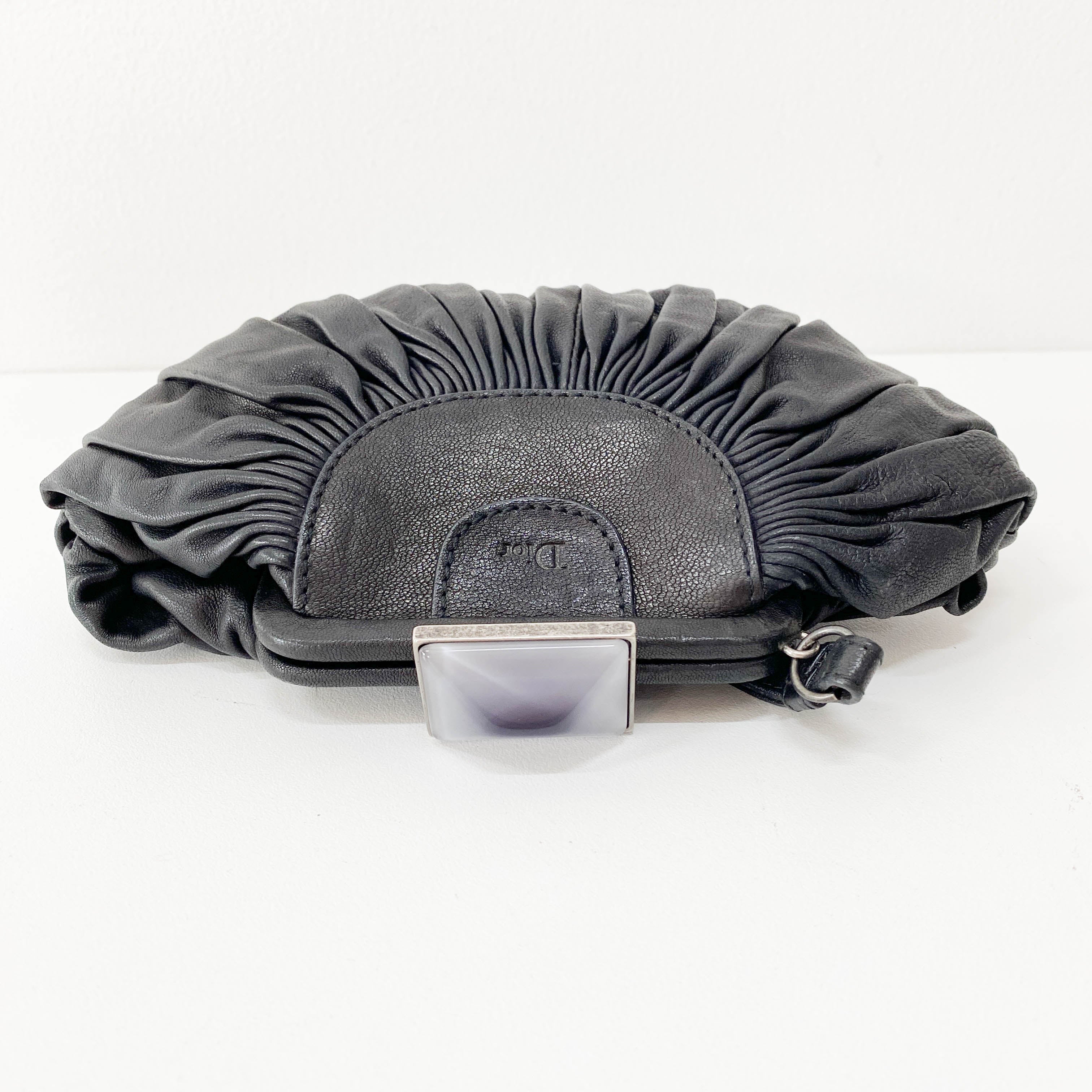 Mini Pochette Black Leather Clutch Bag