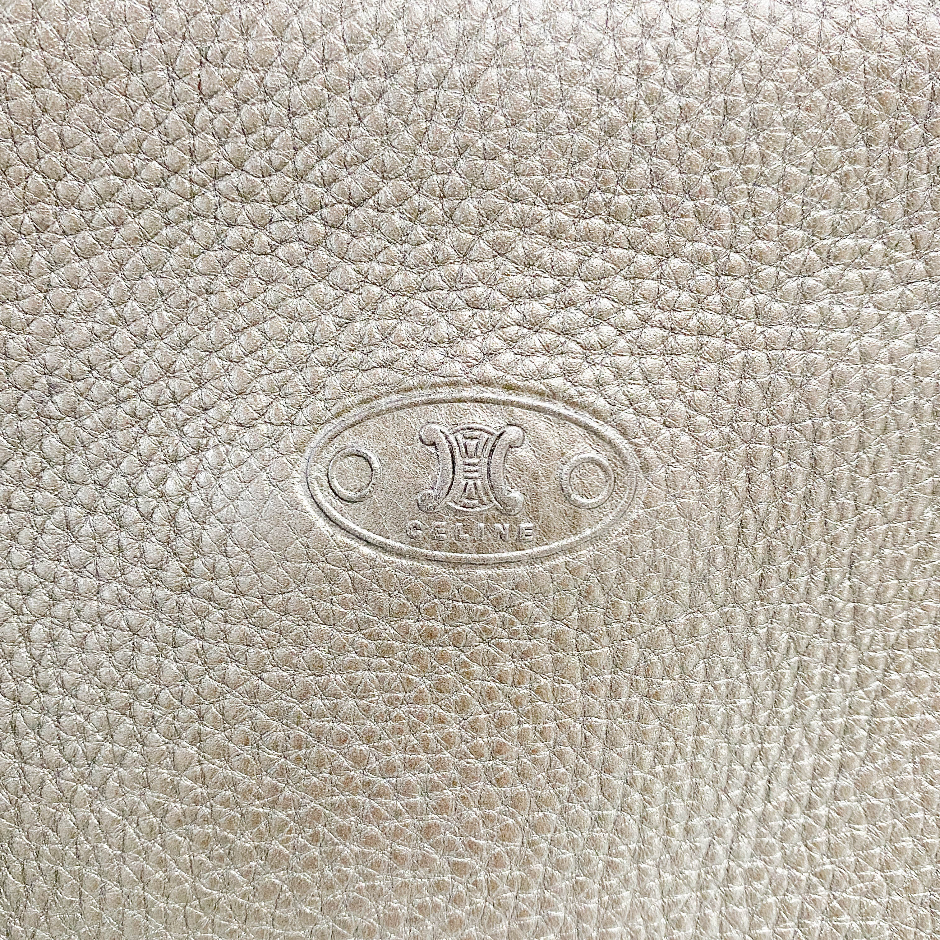 Brown Grained Calfskin Leather Shoulder Bag