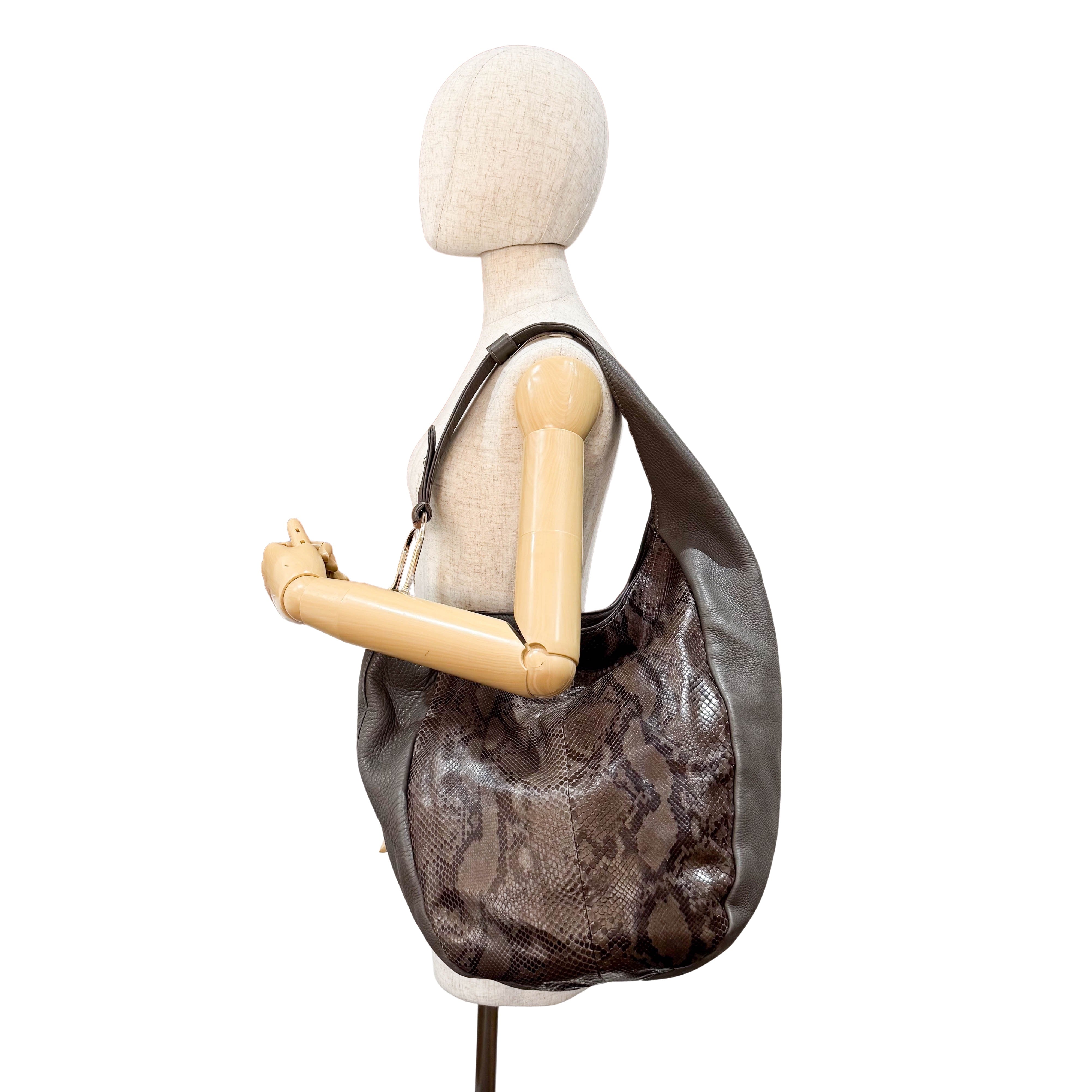 Ash Grey Leather Hobo