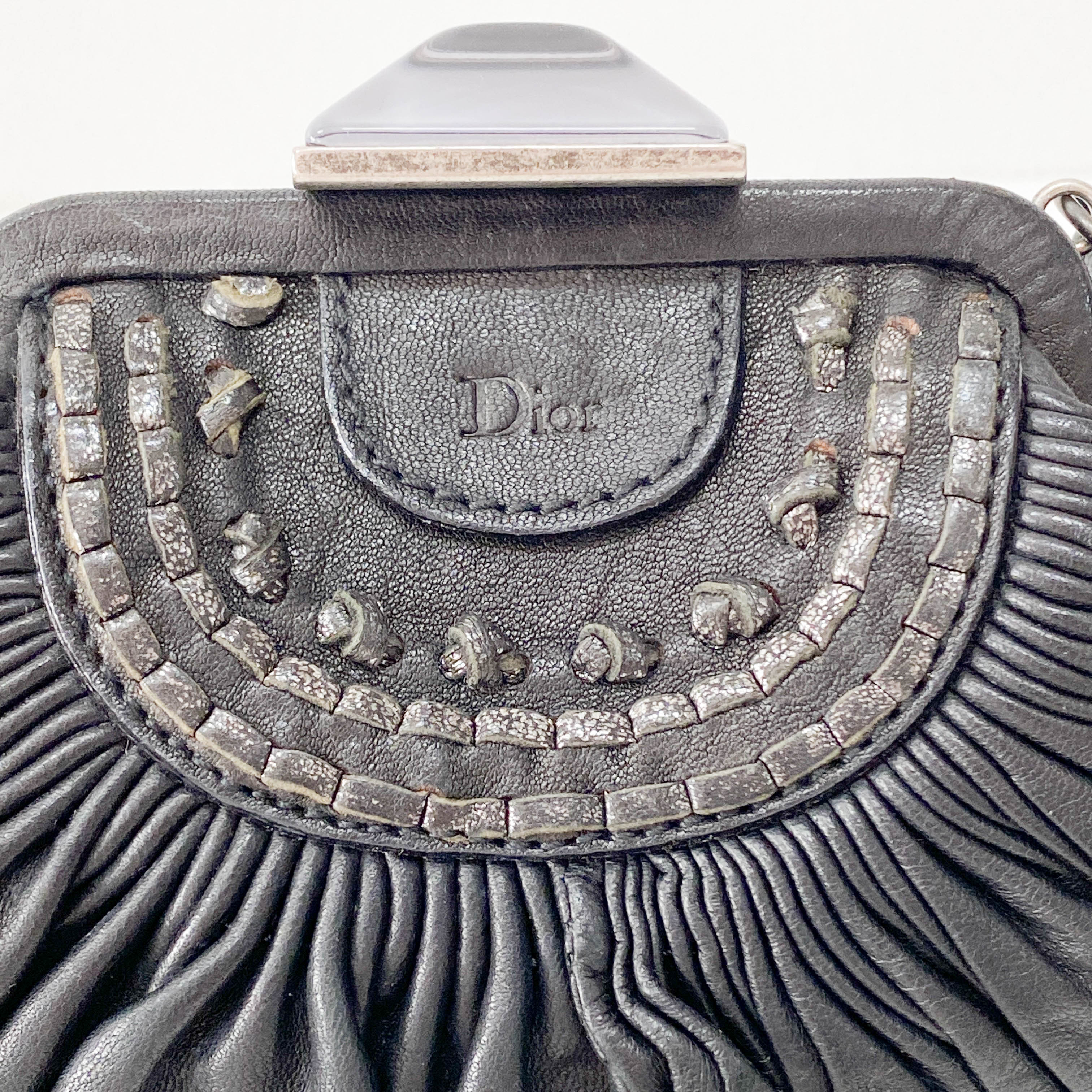 Mini Pochette Black Leather Clutch Bag