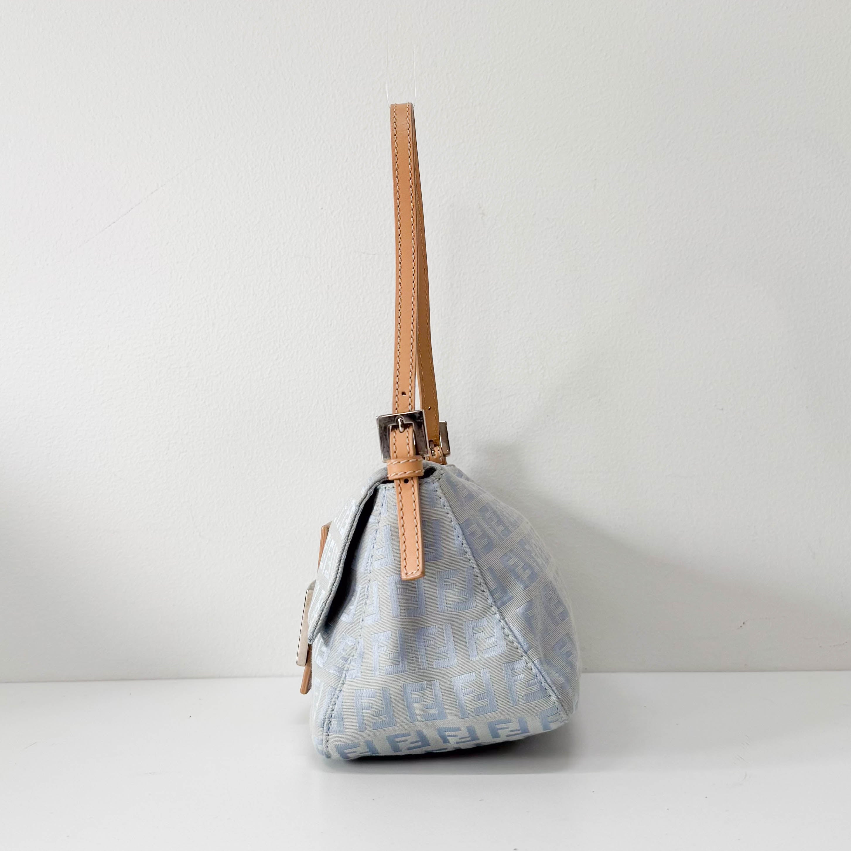 Zuccinno Mini Mamma Baguette Blue Canvas Shoulder Bag