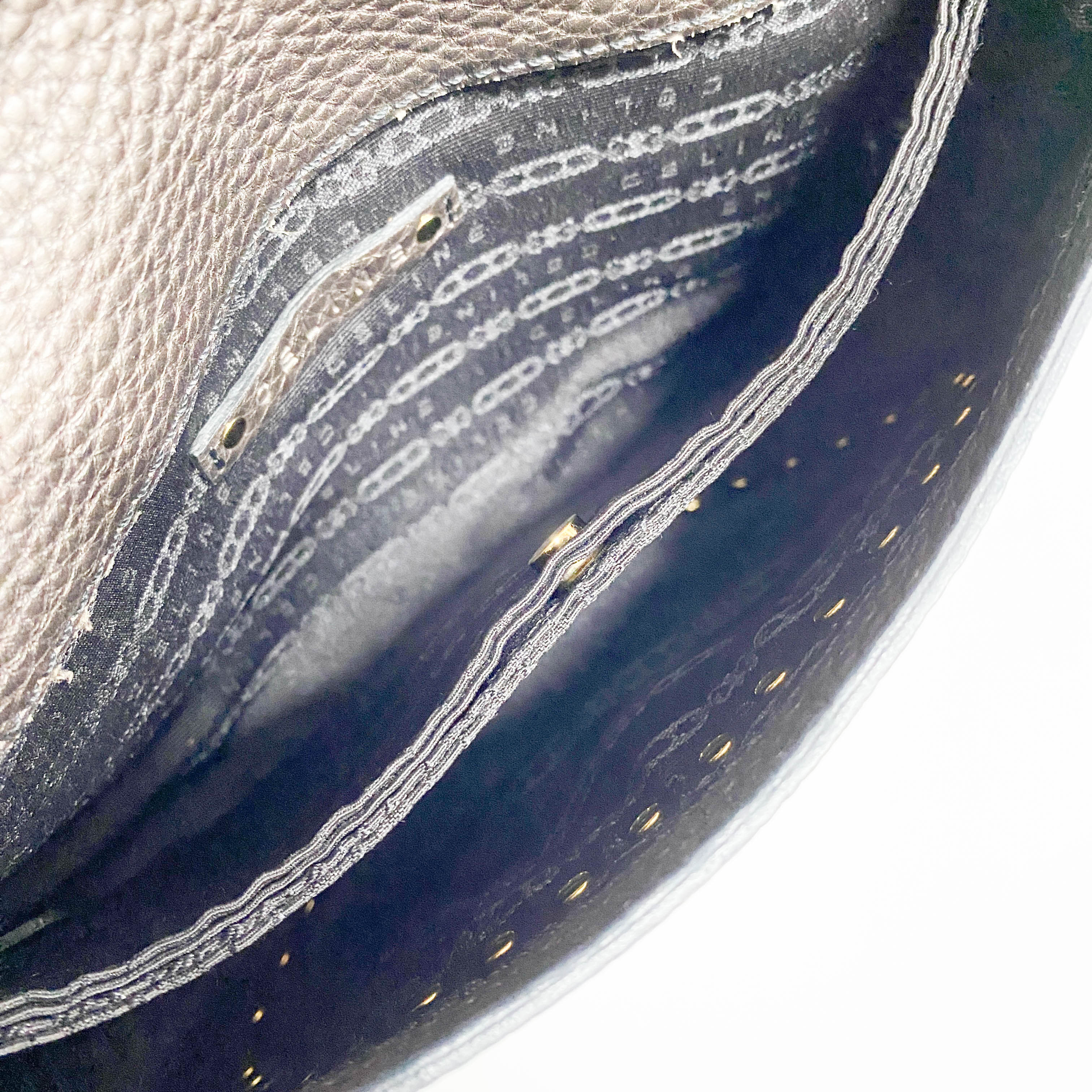 Brown Grained Calfskin Leather Shoulder Bag