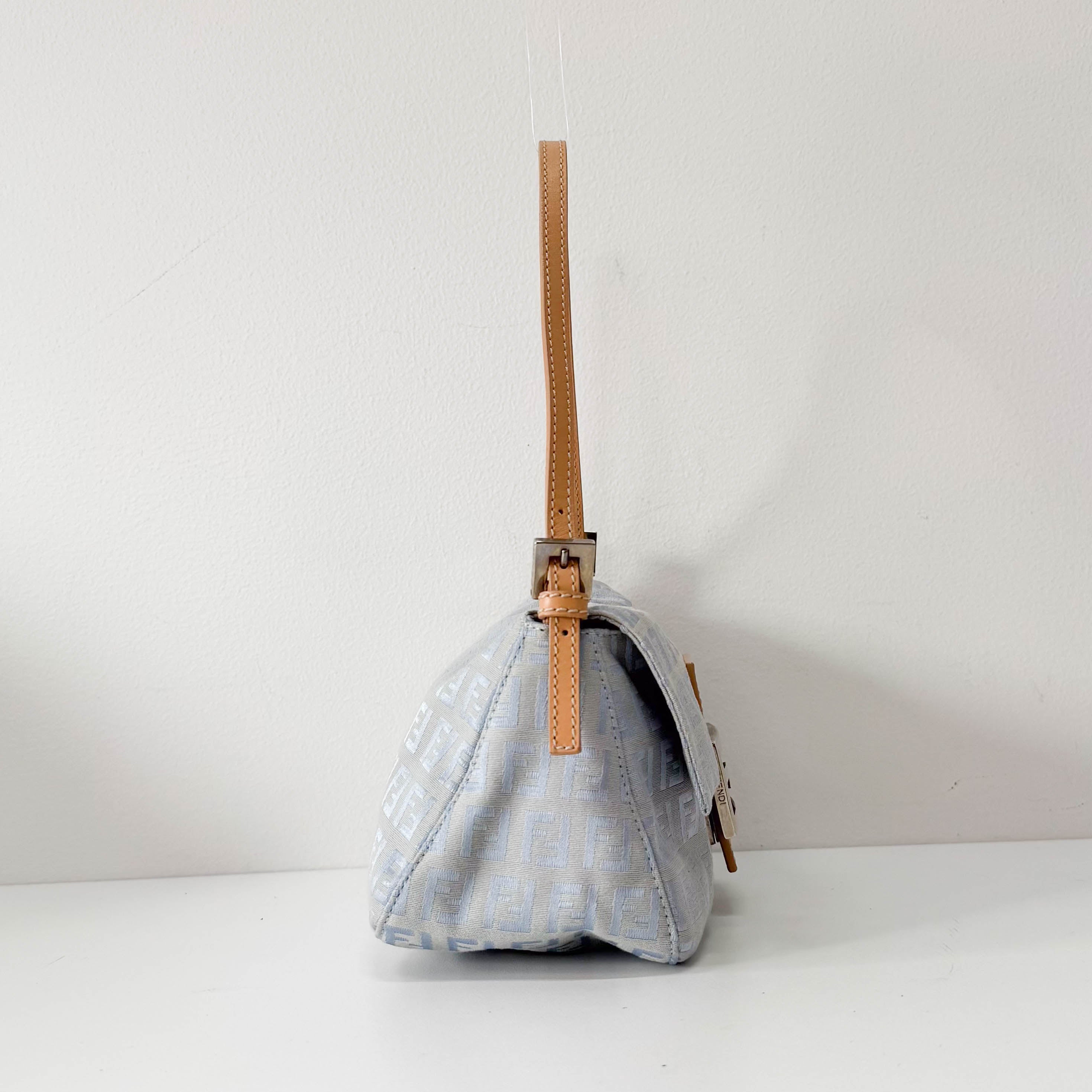 Zuccinno Mini Mamma Baguette Blue Canvas Shoulder Bag