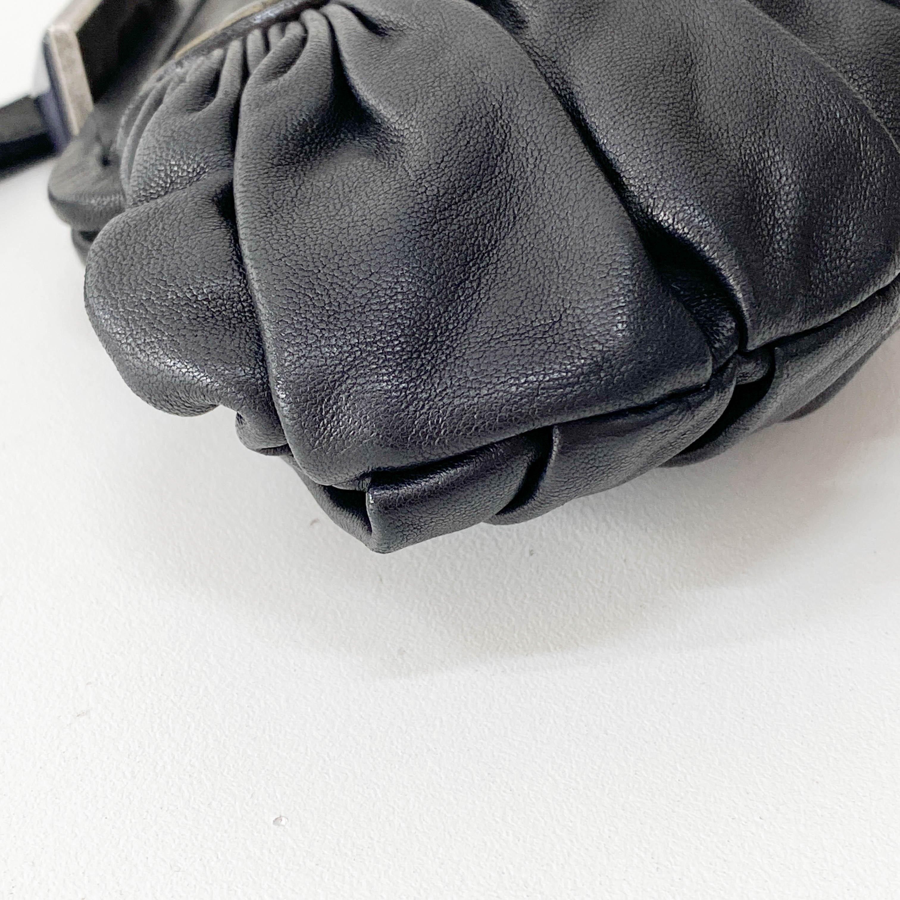 Mini Pochette Black Leather Clutch Bag