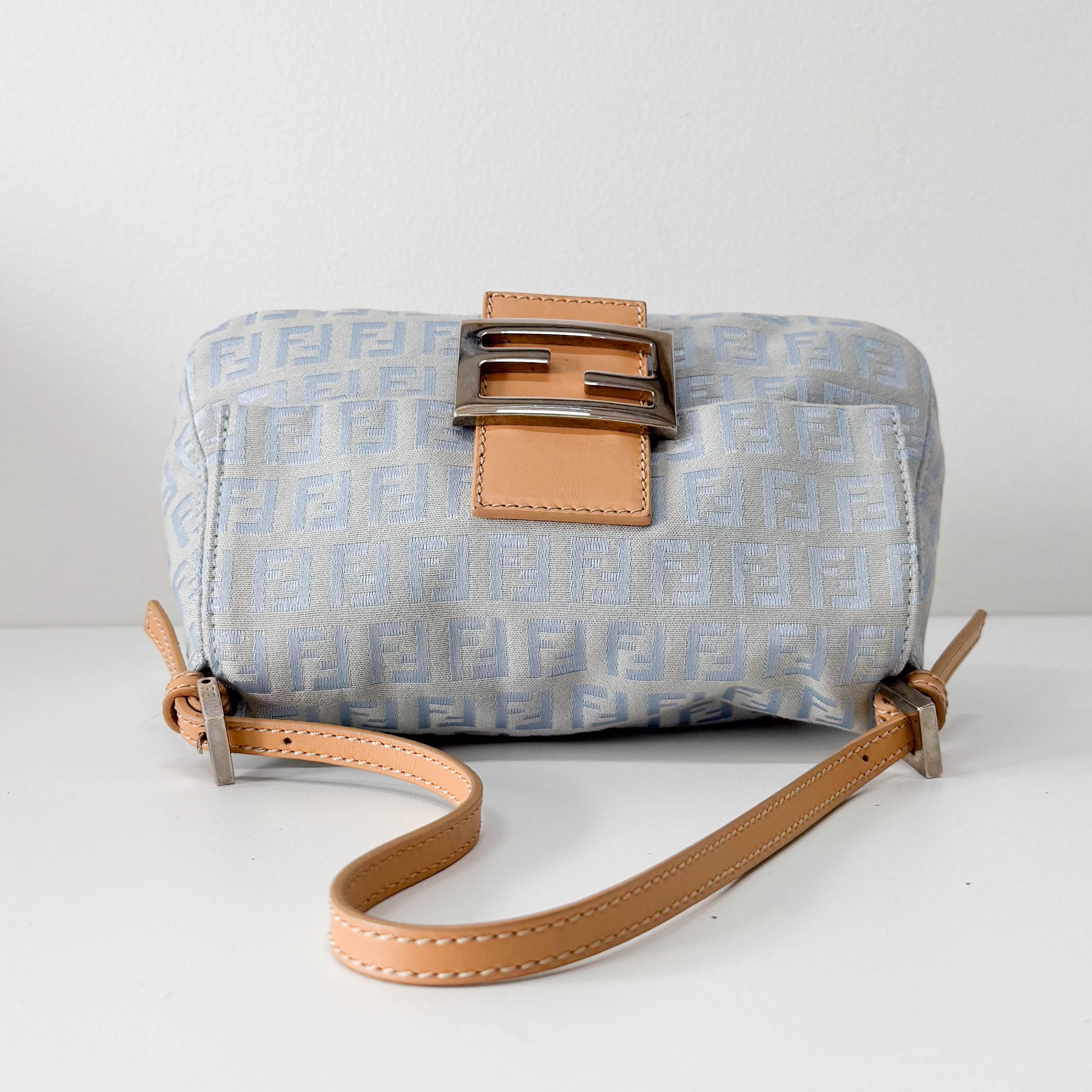 Zuccinno Mini Mamma Baguette Blue Canvas Shoulder Bag