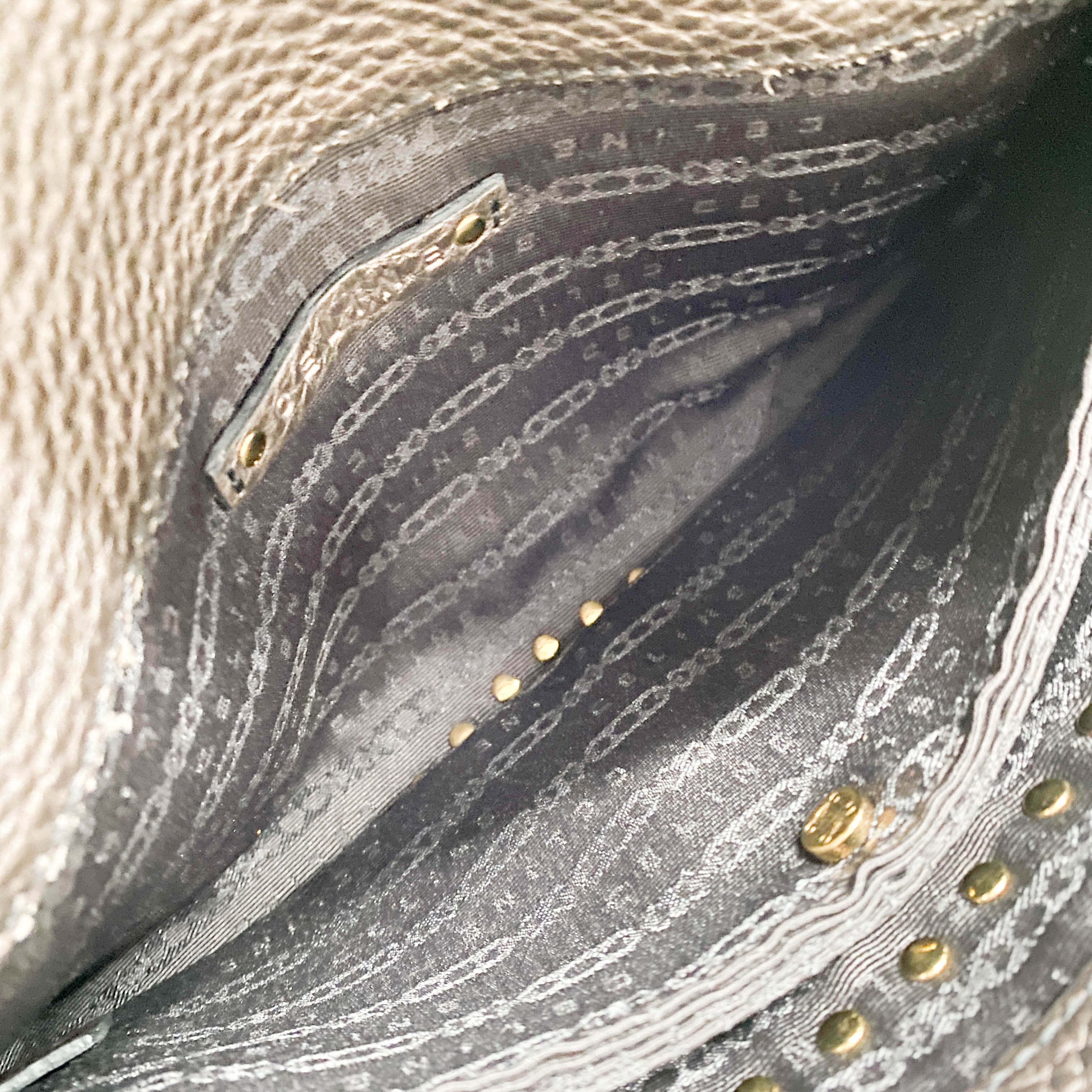 Brown Grained Calfskin Leather Shoulder Bag