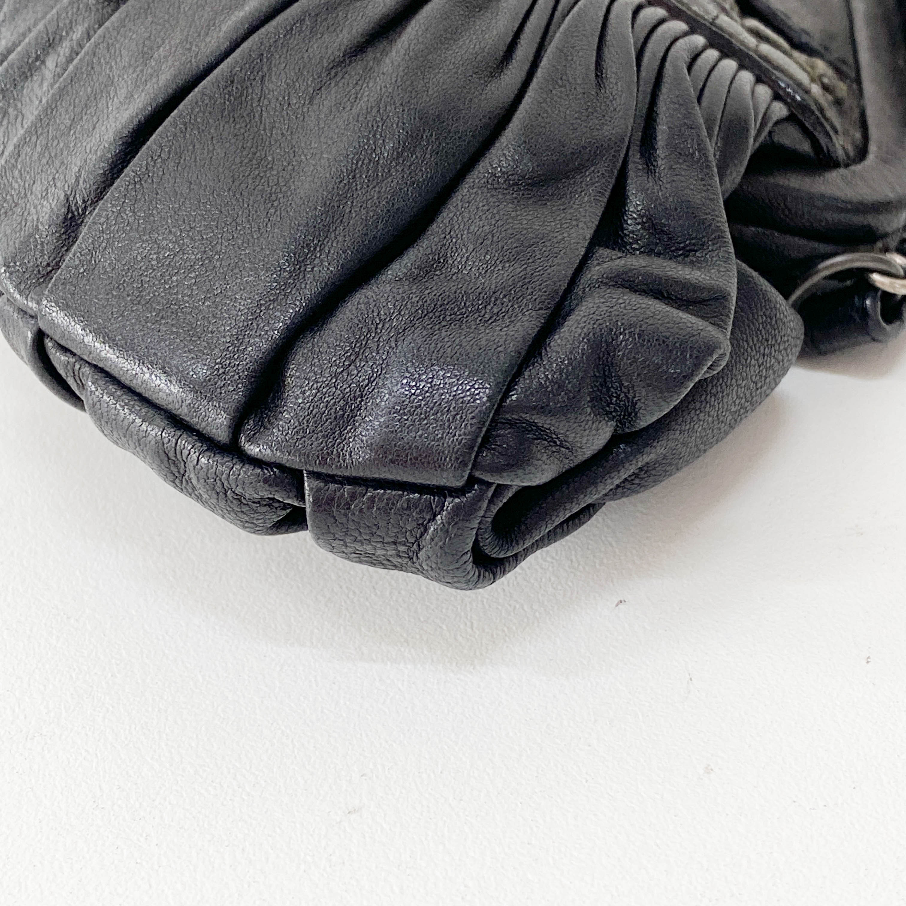 Mini Pochette Black Leather Clutch Bag