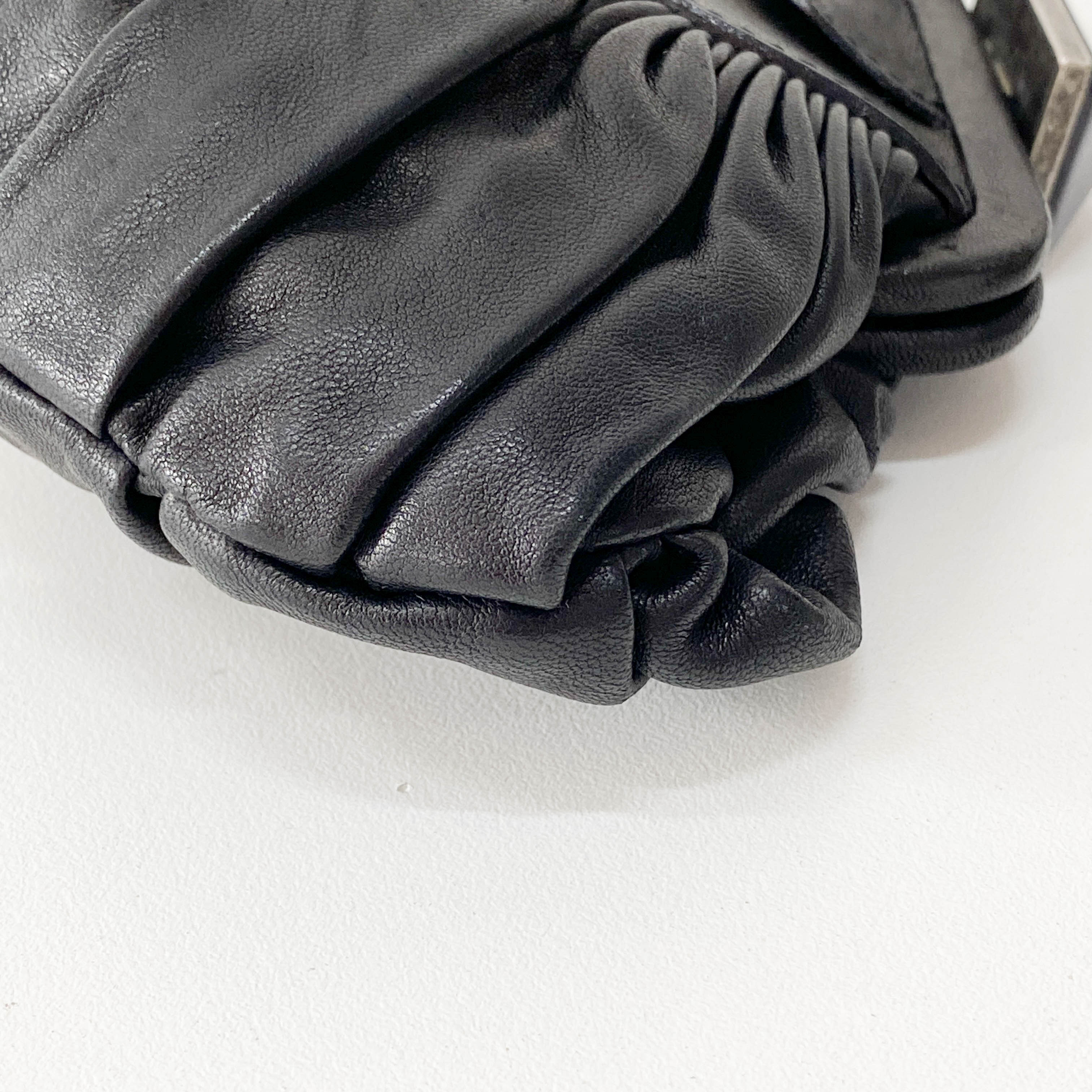 Mini Pochette Black Leather Clutch Bag