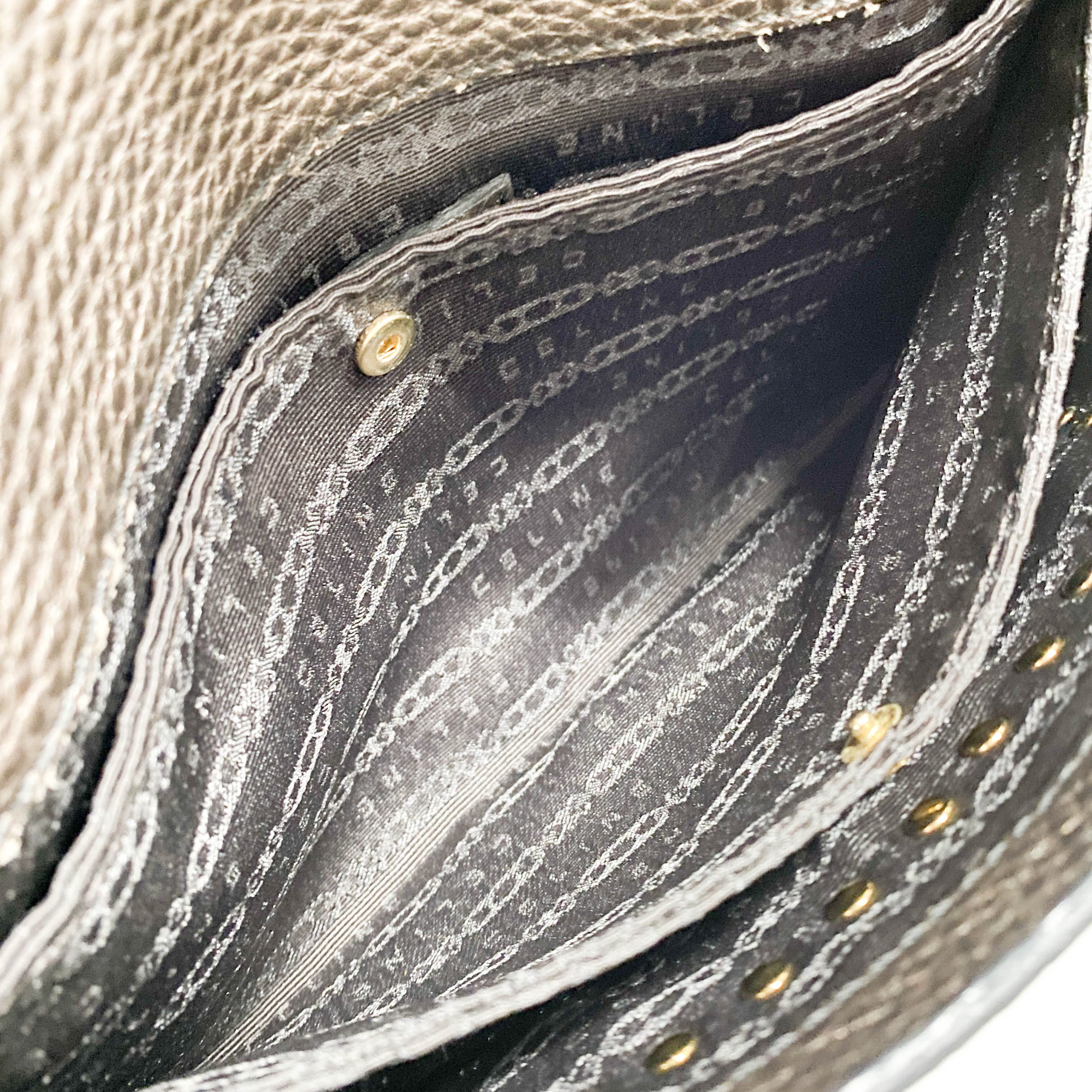 Brown Grained Calfskin Leather Shoulder Bag