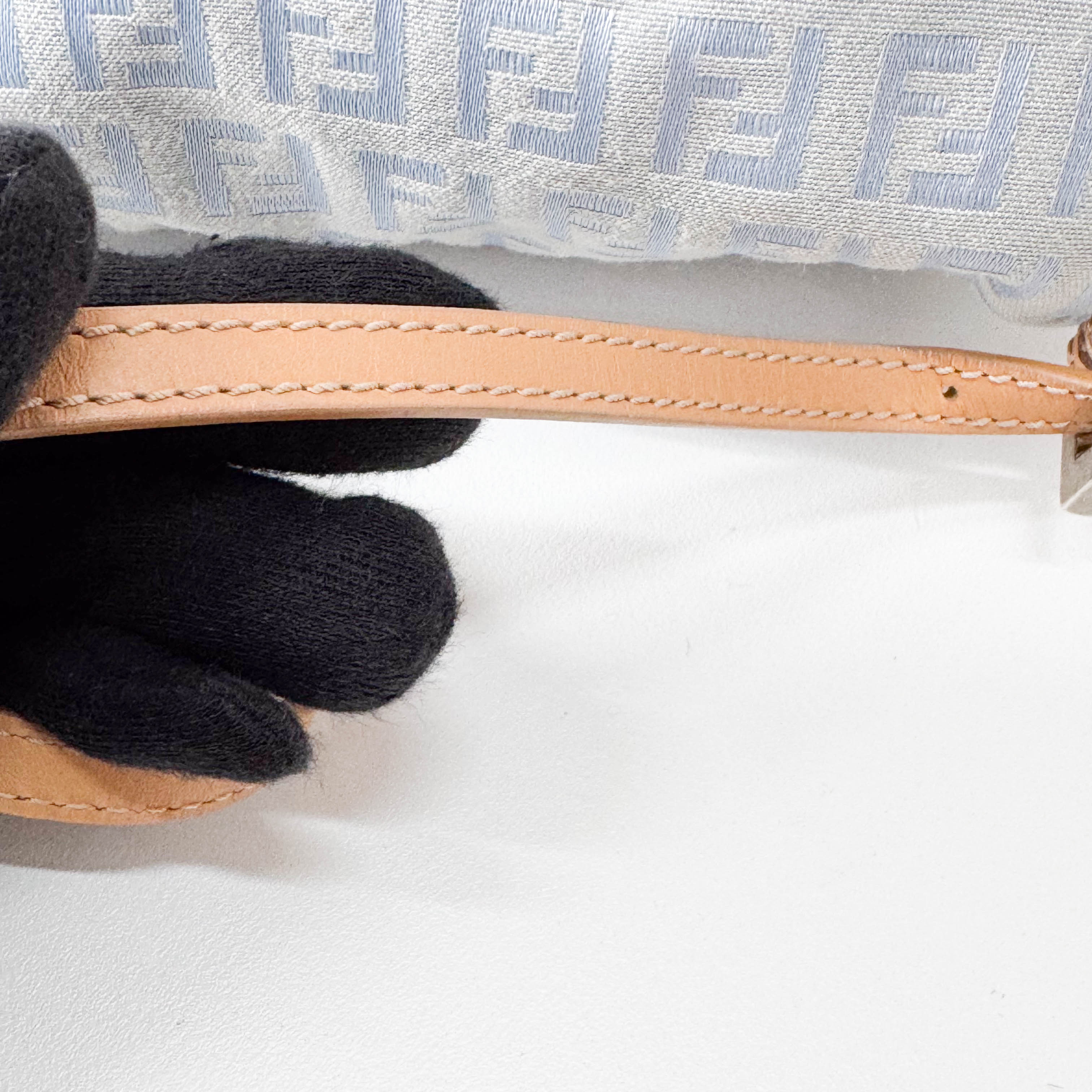 Zuccinno Mini Mamma Baguette Blue Canvas Shoulder Bag