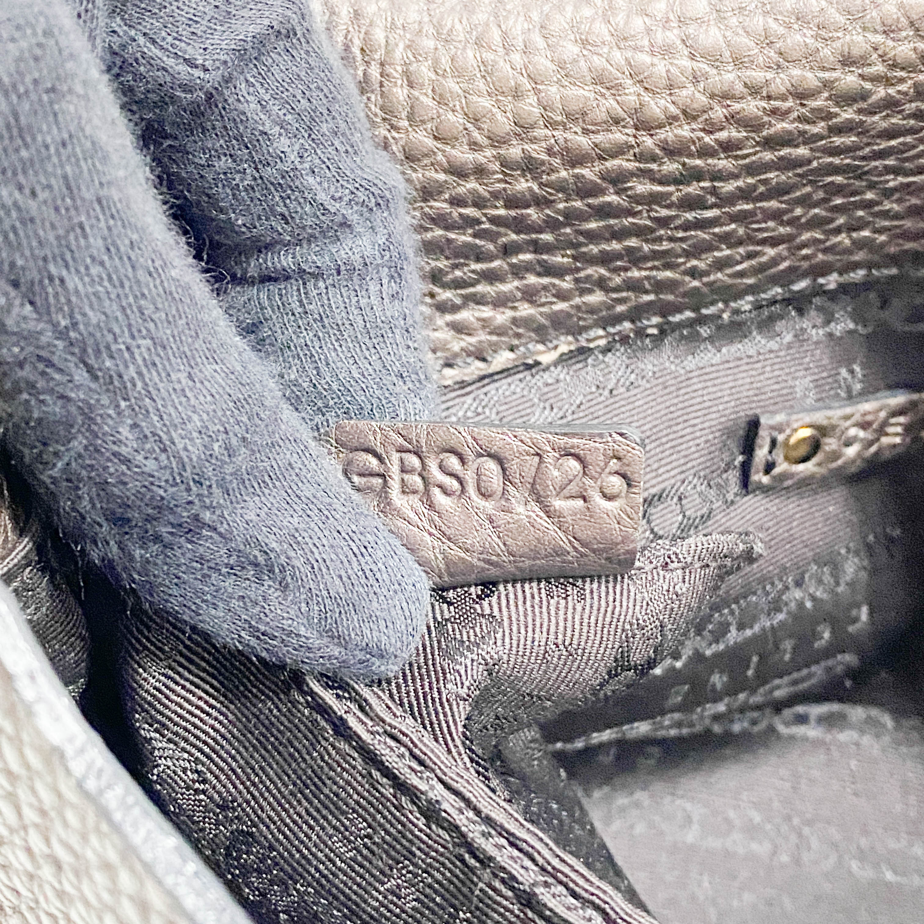 Brown Grained Calfskin Leather Shoulder Bag