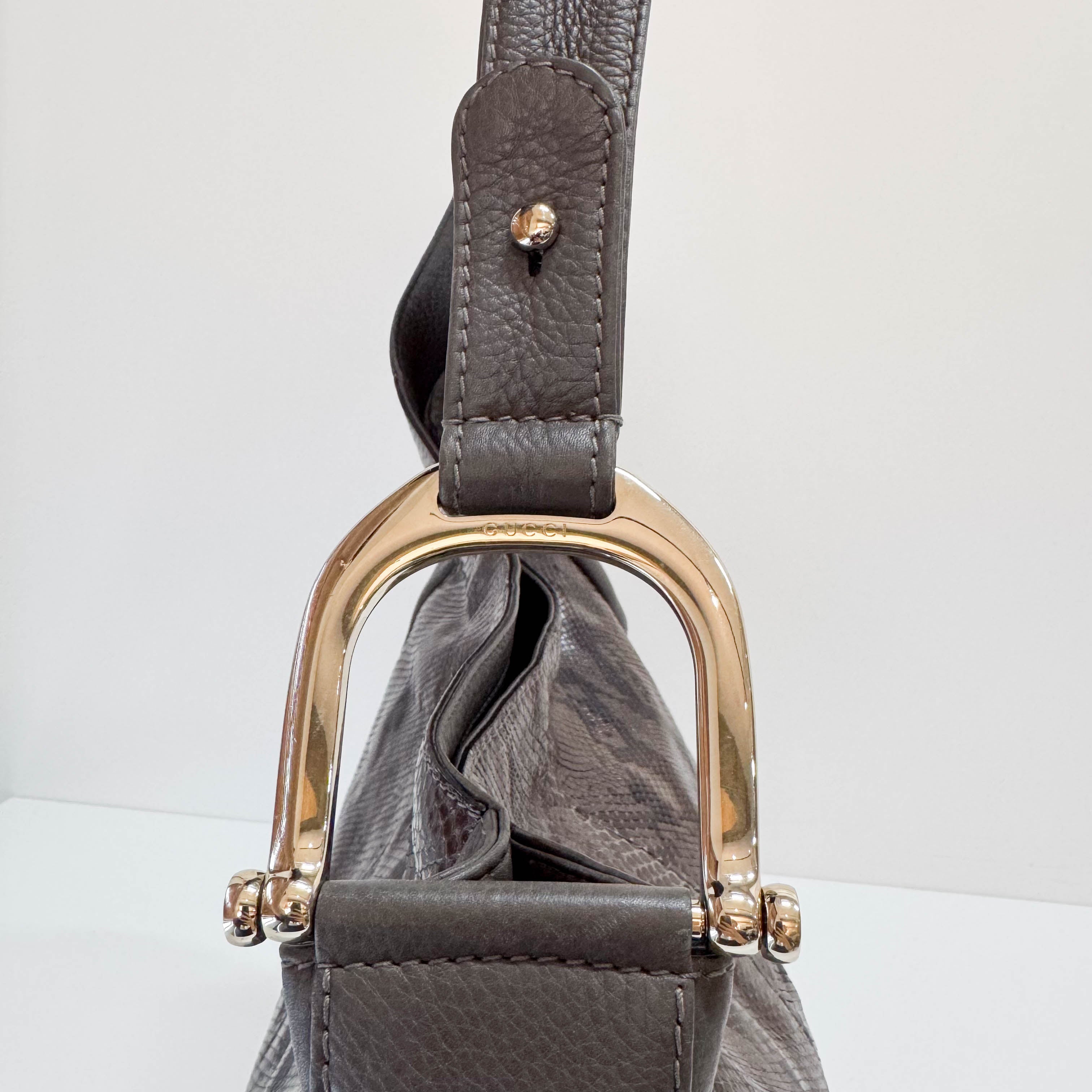 Ash Grey Leather Hobo