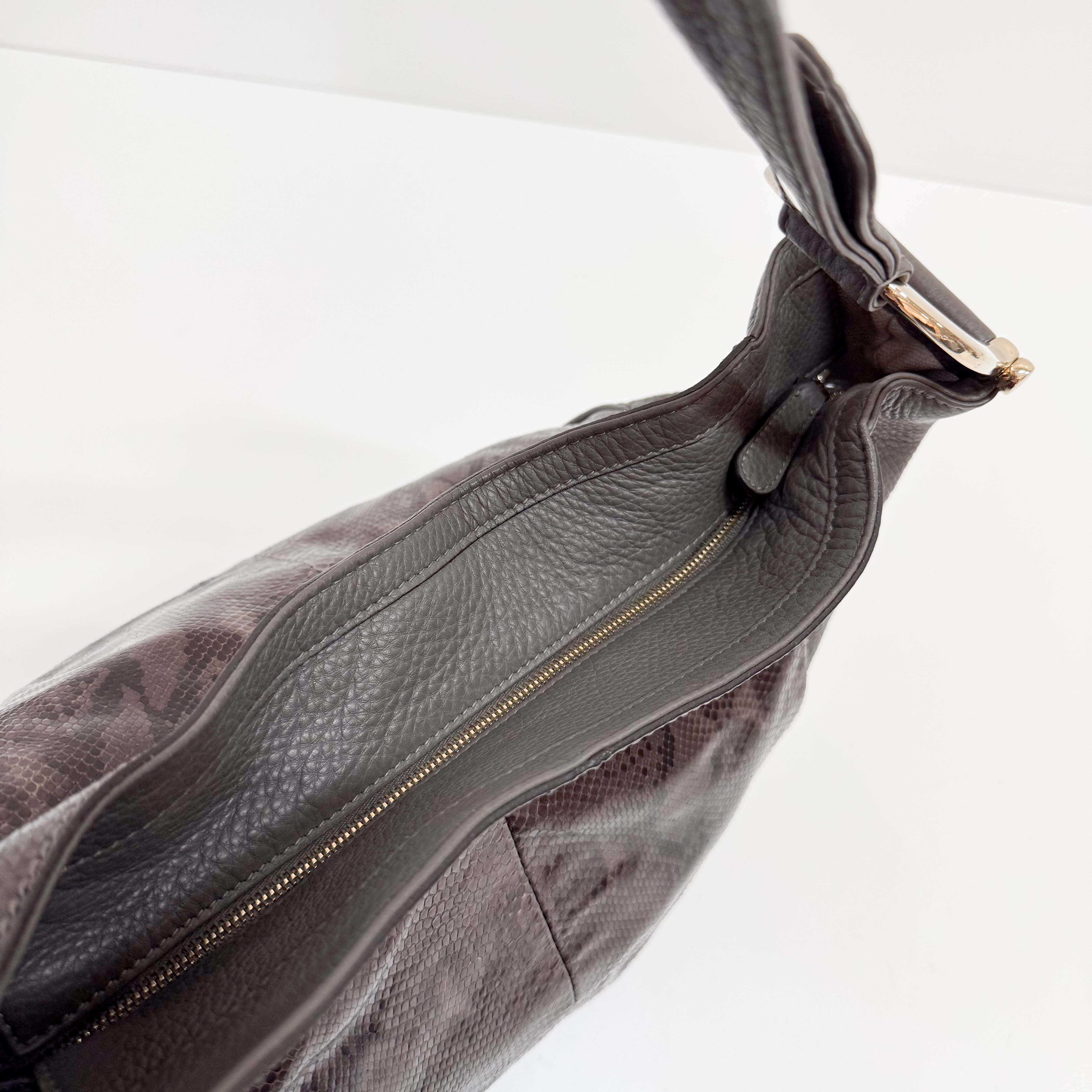 Ash Grey Leather Hobo