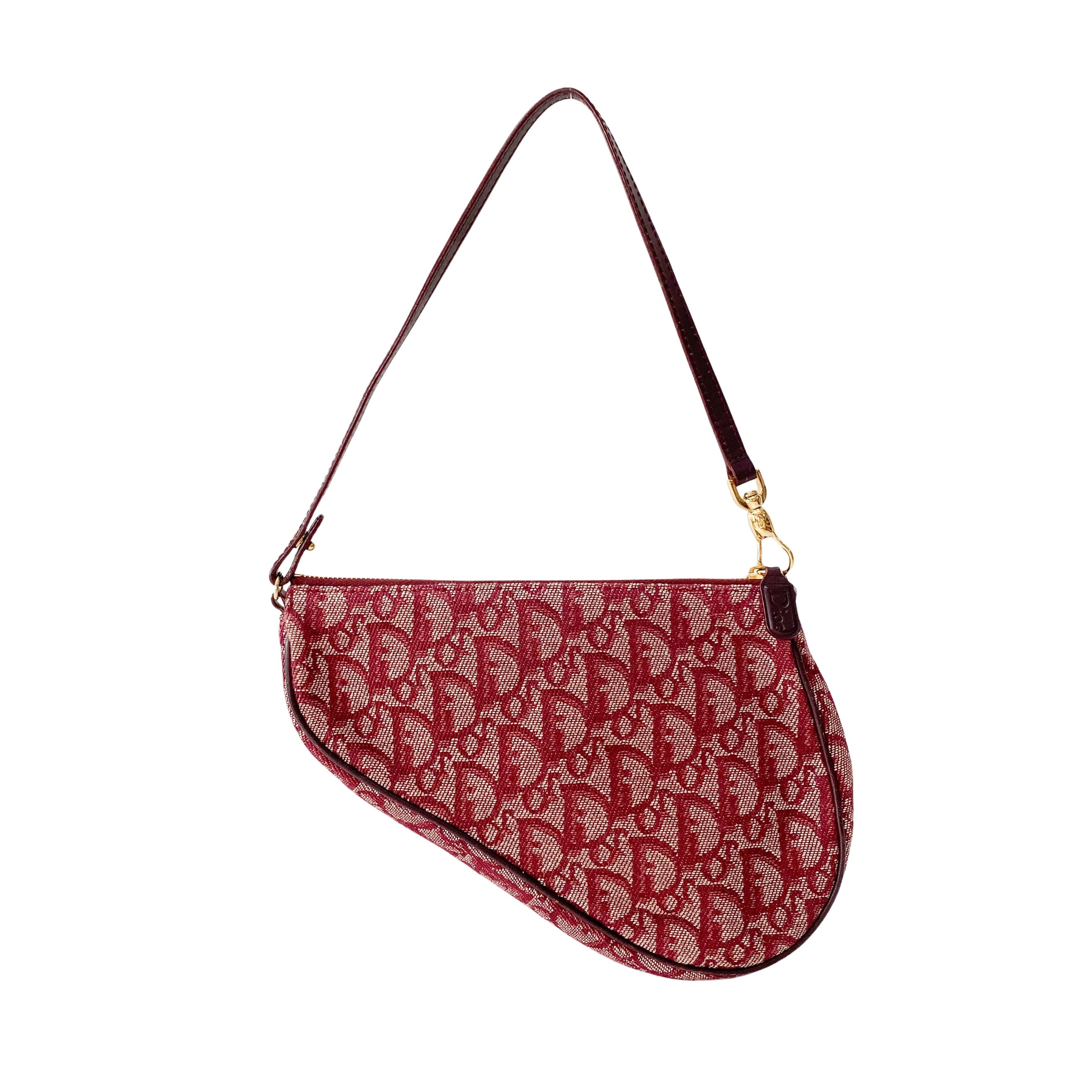 Saddle Oblique Red Canvas Shoulder Bag