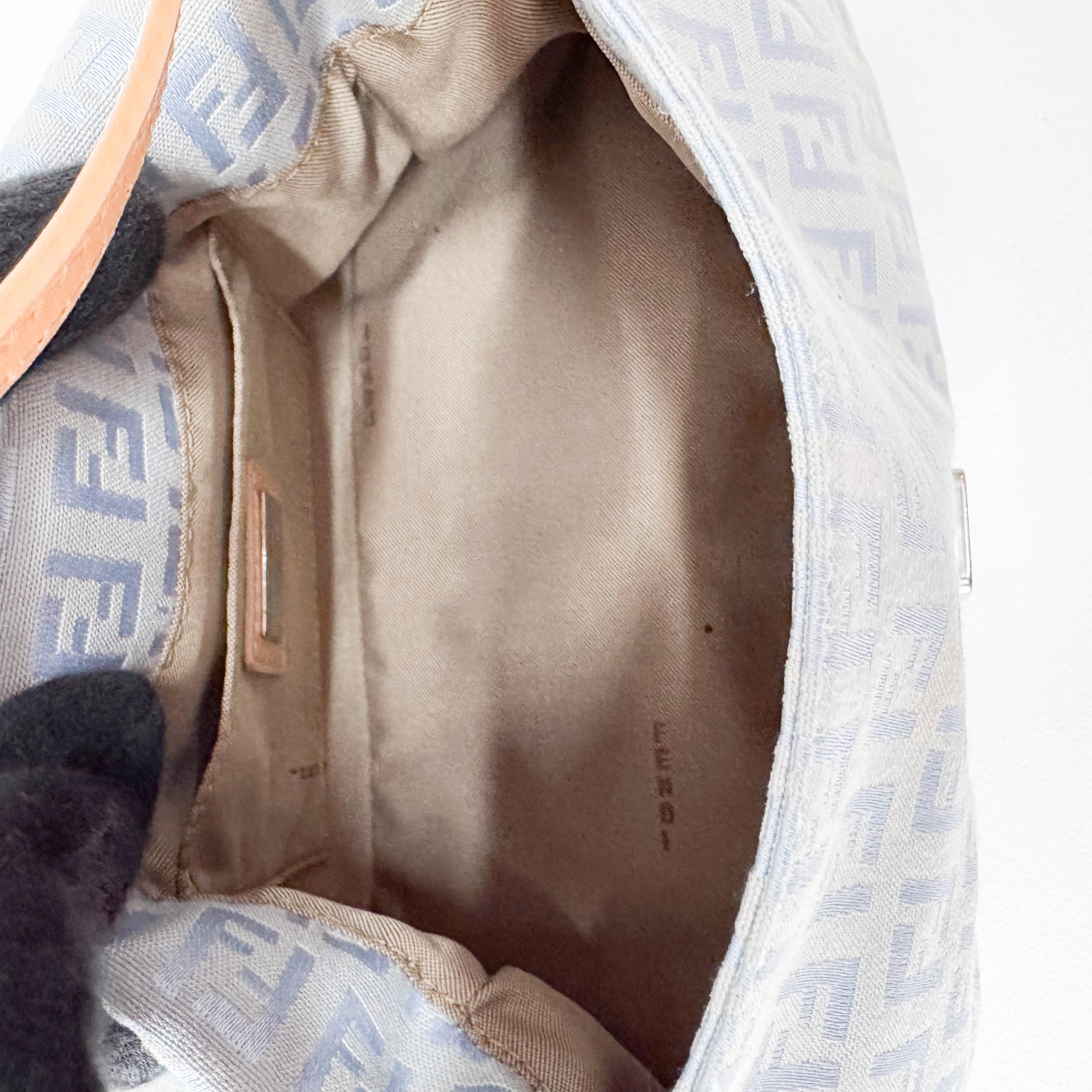 Zuccinno Mini Mamma Baguette Blue Canvas Shoulder Bag