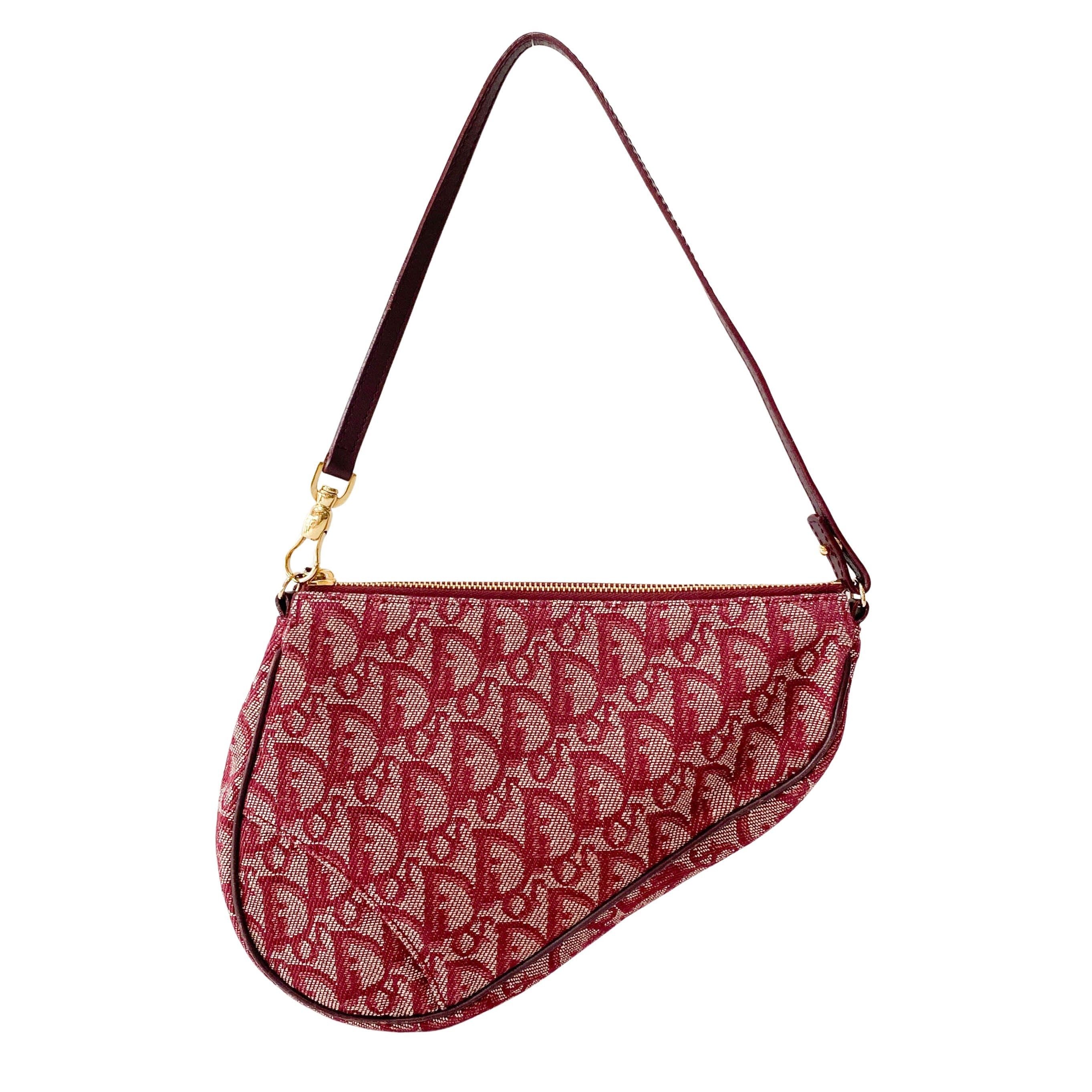 Saddle Oblique Red Canvas Shoulder Bag