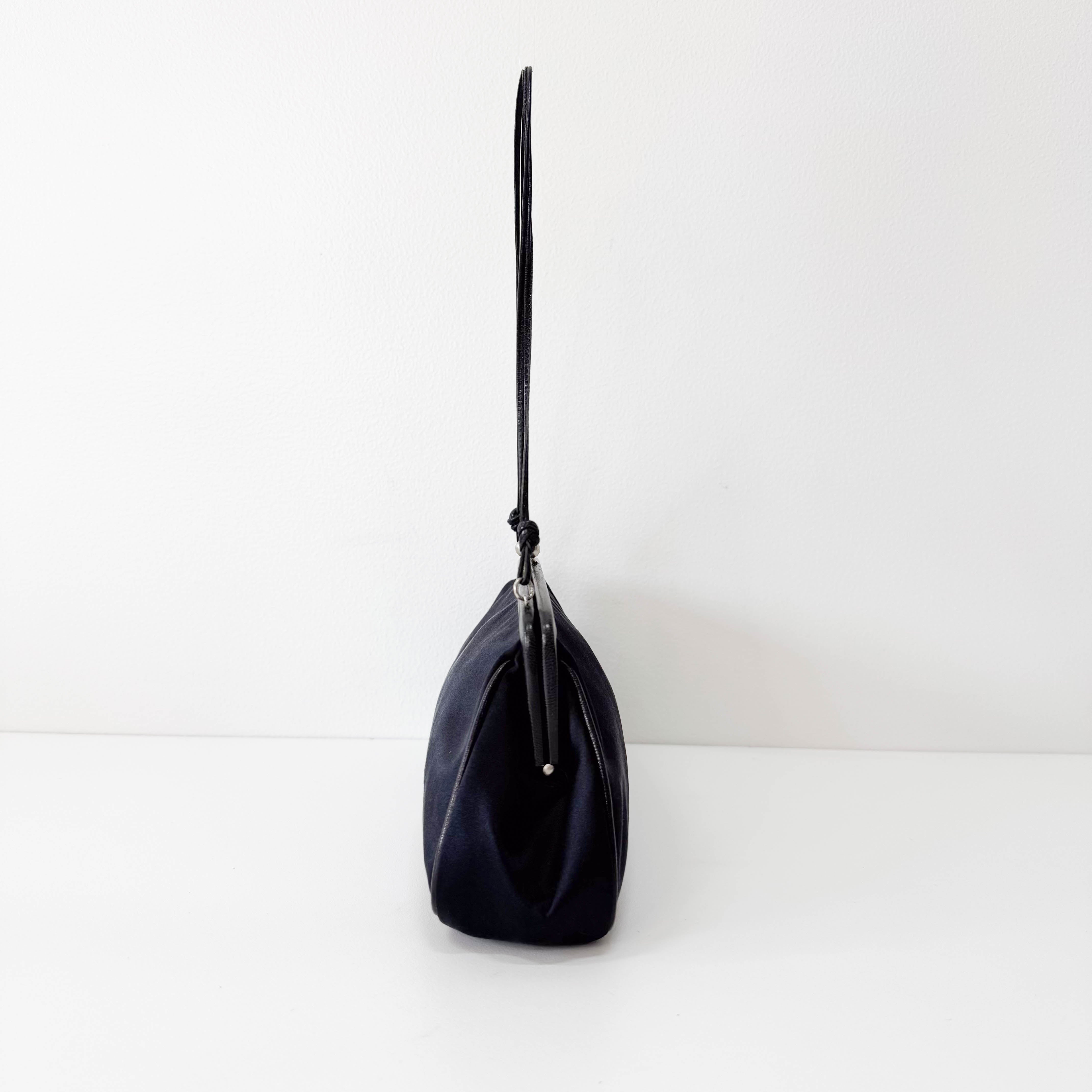 Mini Black Satin Chain Clutch Bag