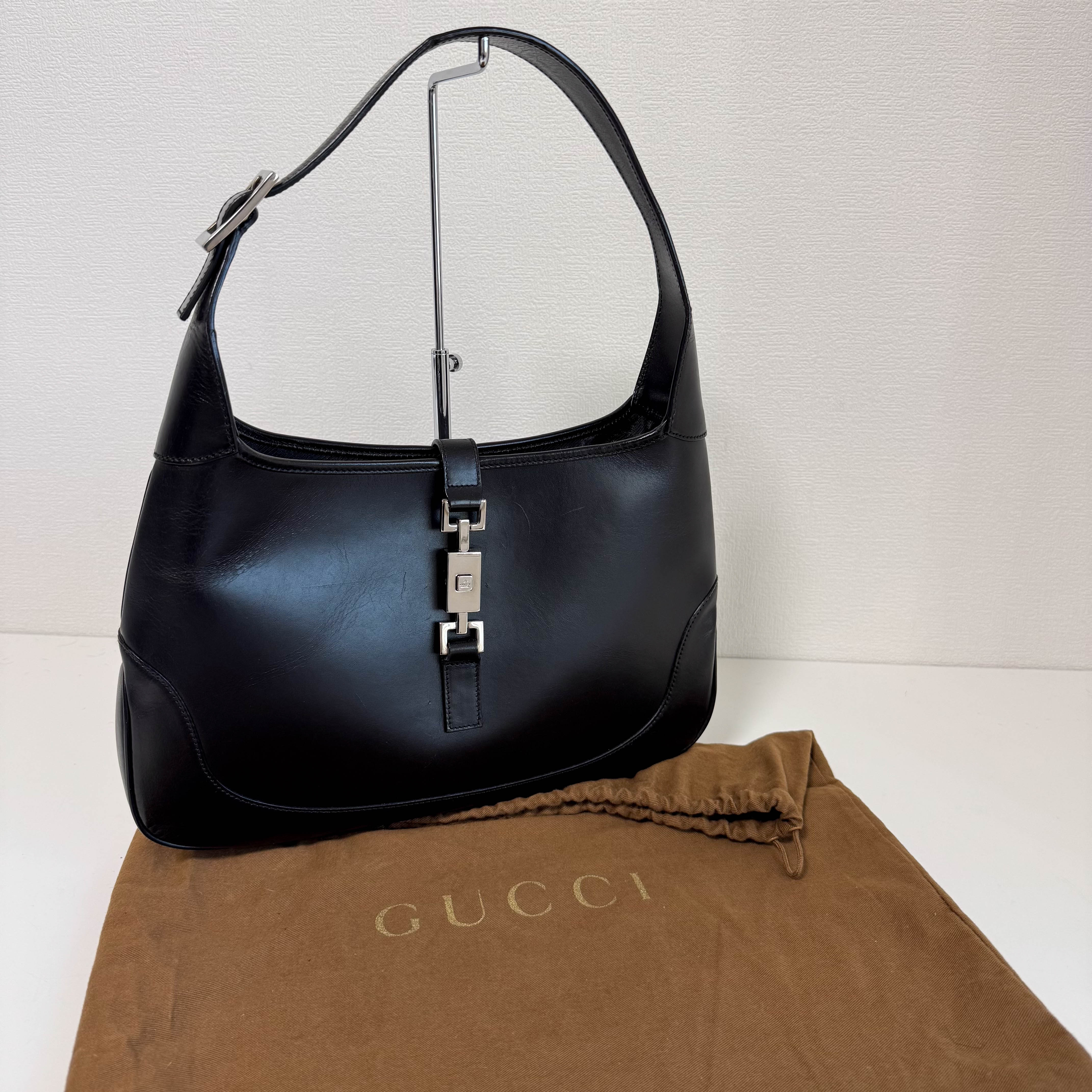 Jackie Black Leather Shoulder Bag