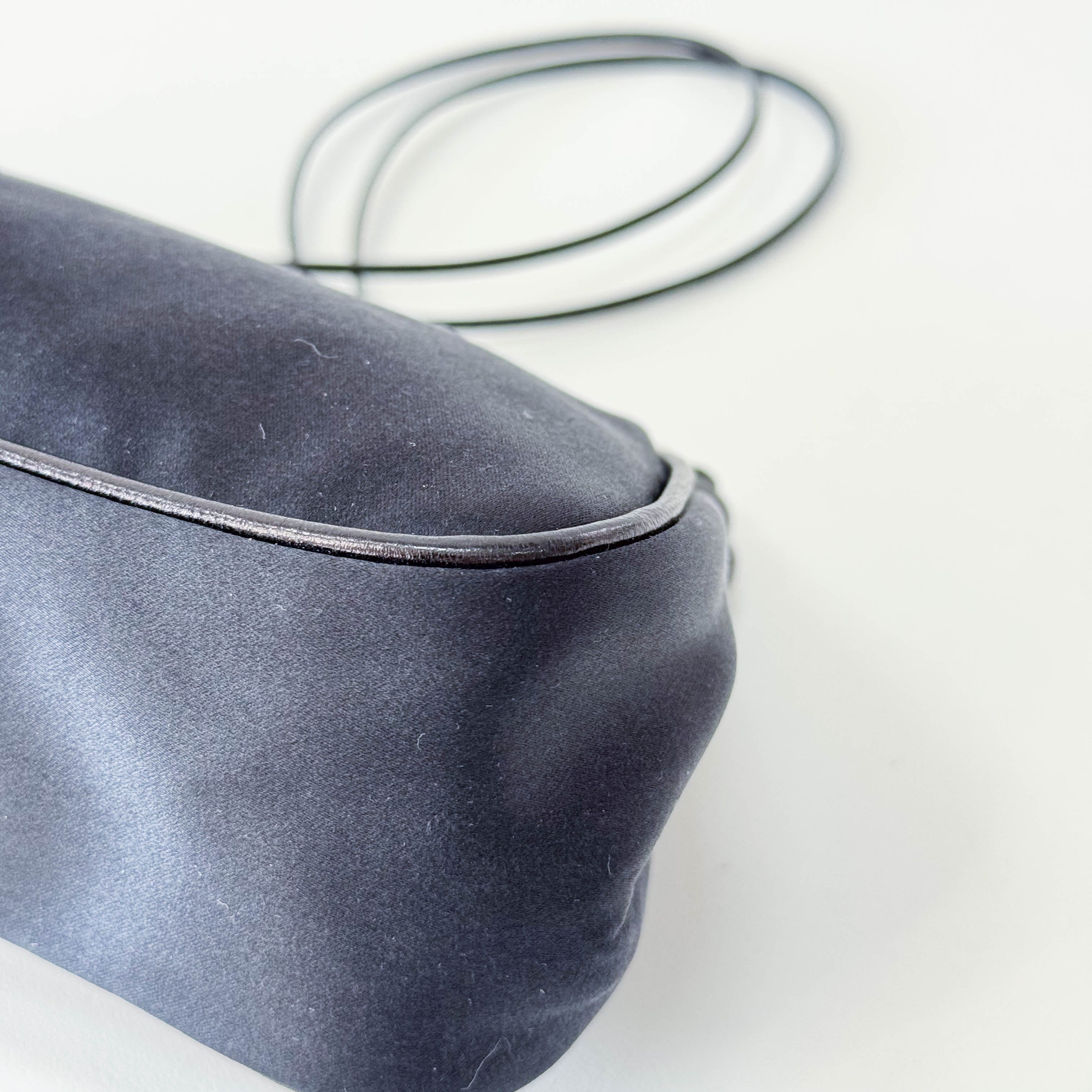 Mini Black Satin Chain Clutch Bag