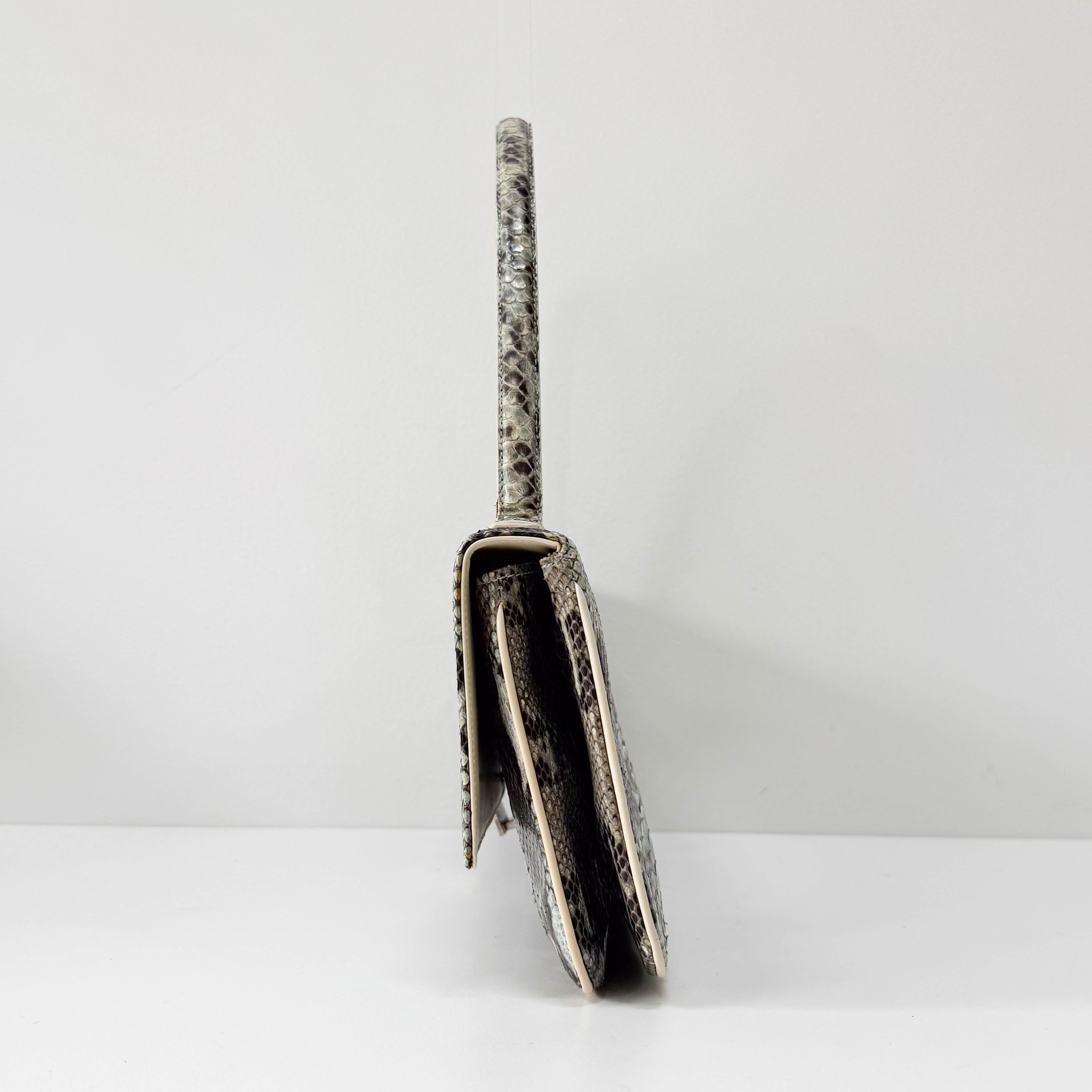 Blue Python Embossed Shoulder Bag