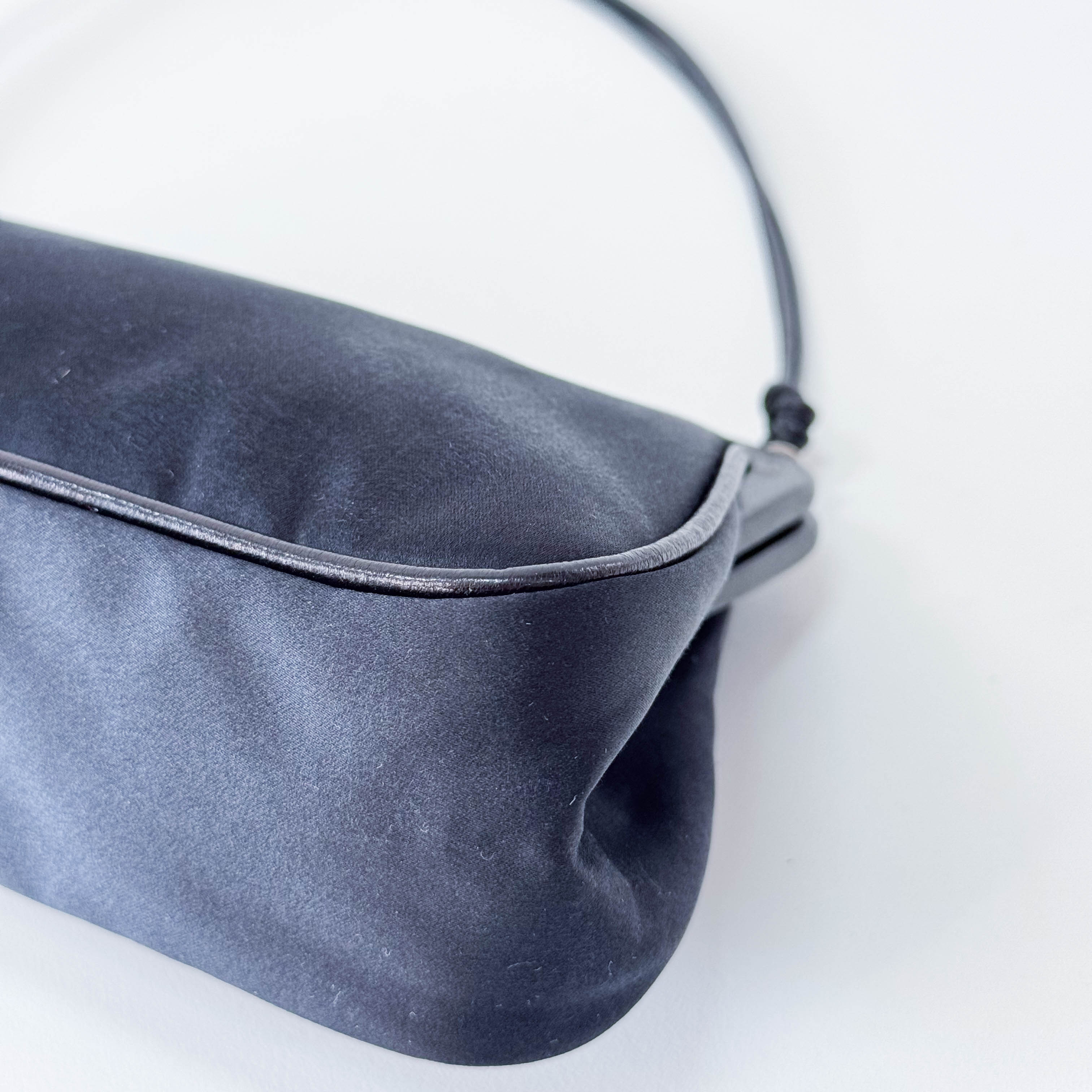 Mini Black Satin Chain Clutch Bag