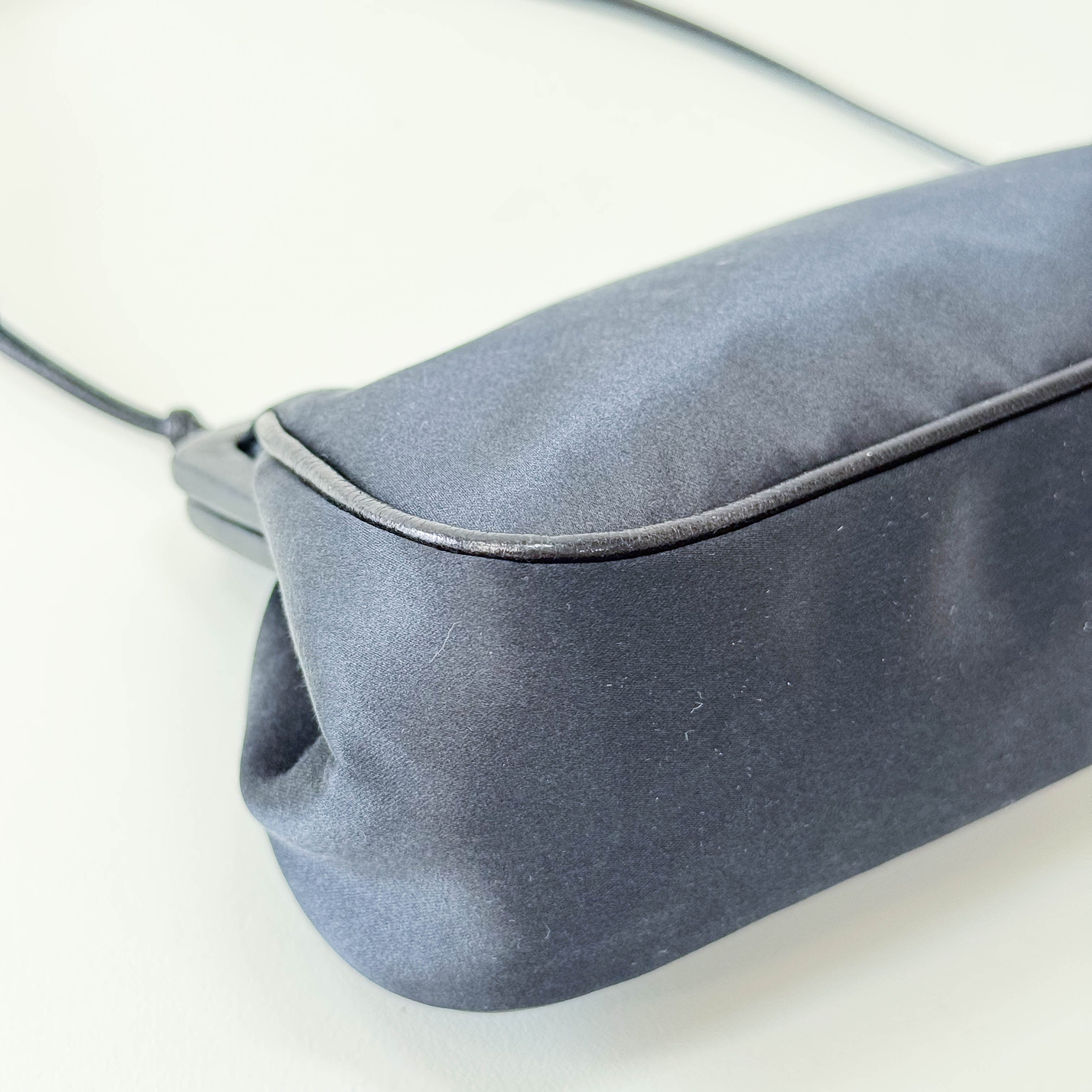 Mini Black Satin Chain Clutch Bag