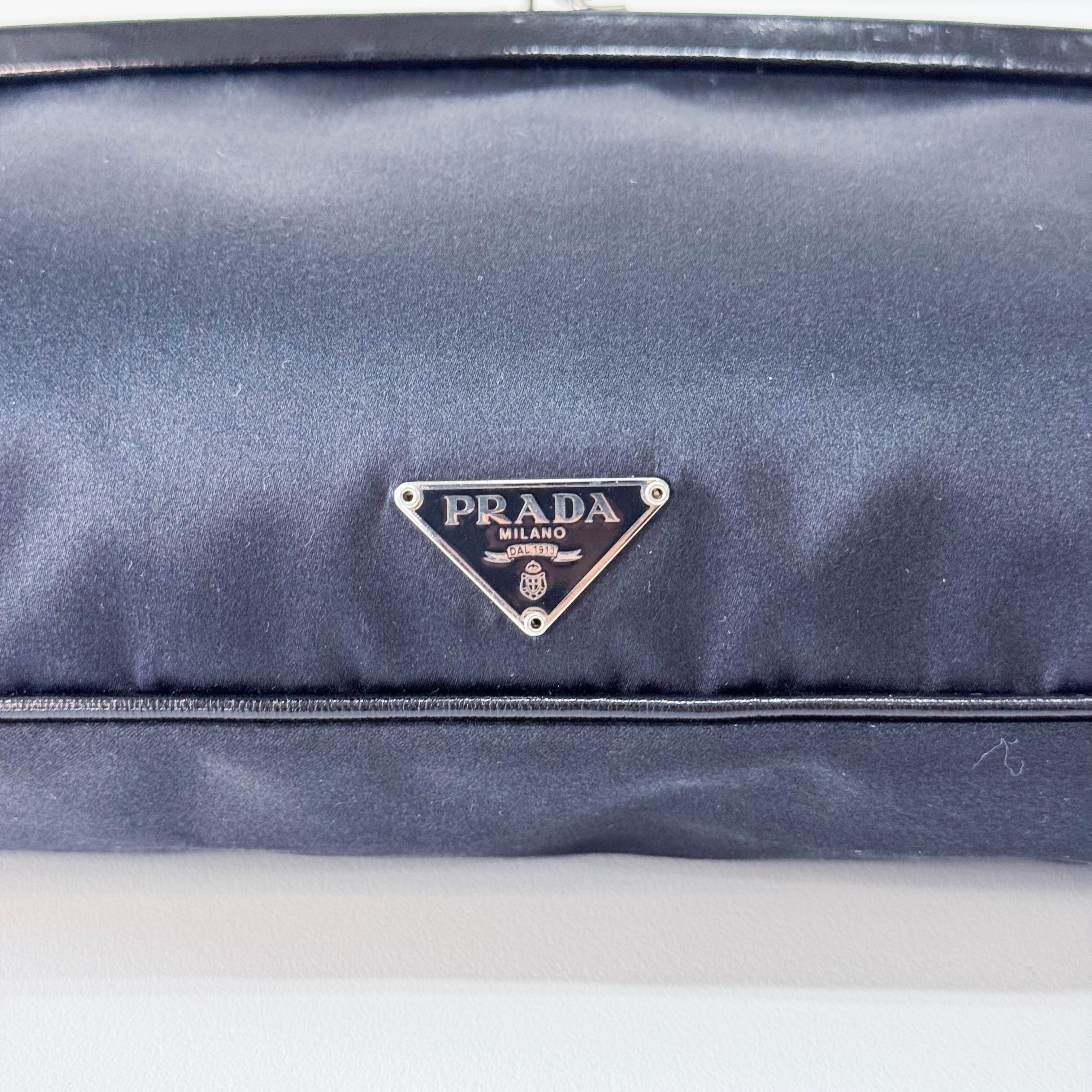 Mini Black Satin Chain Clutch Bag