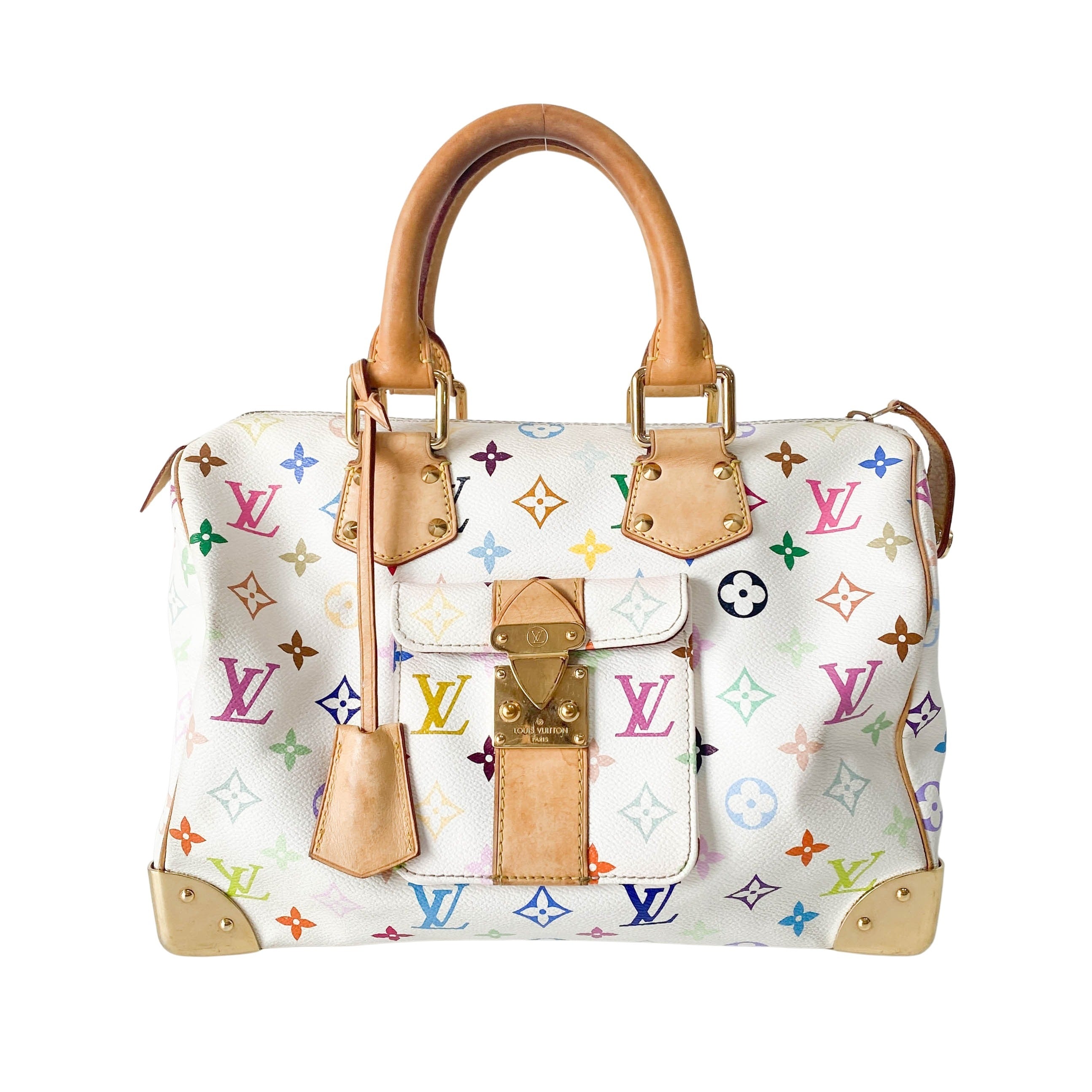 Speedy 30 White Monogram Multi Colour White