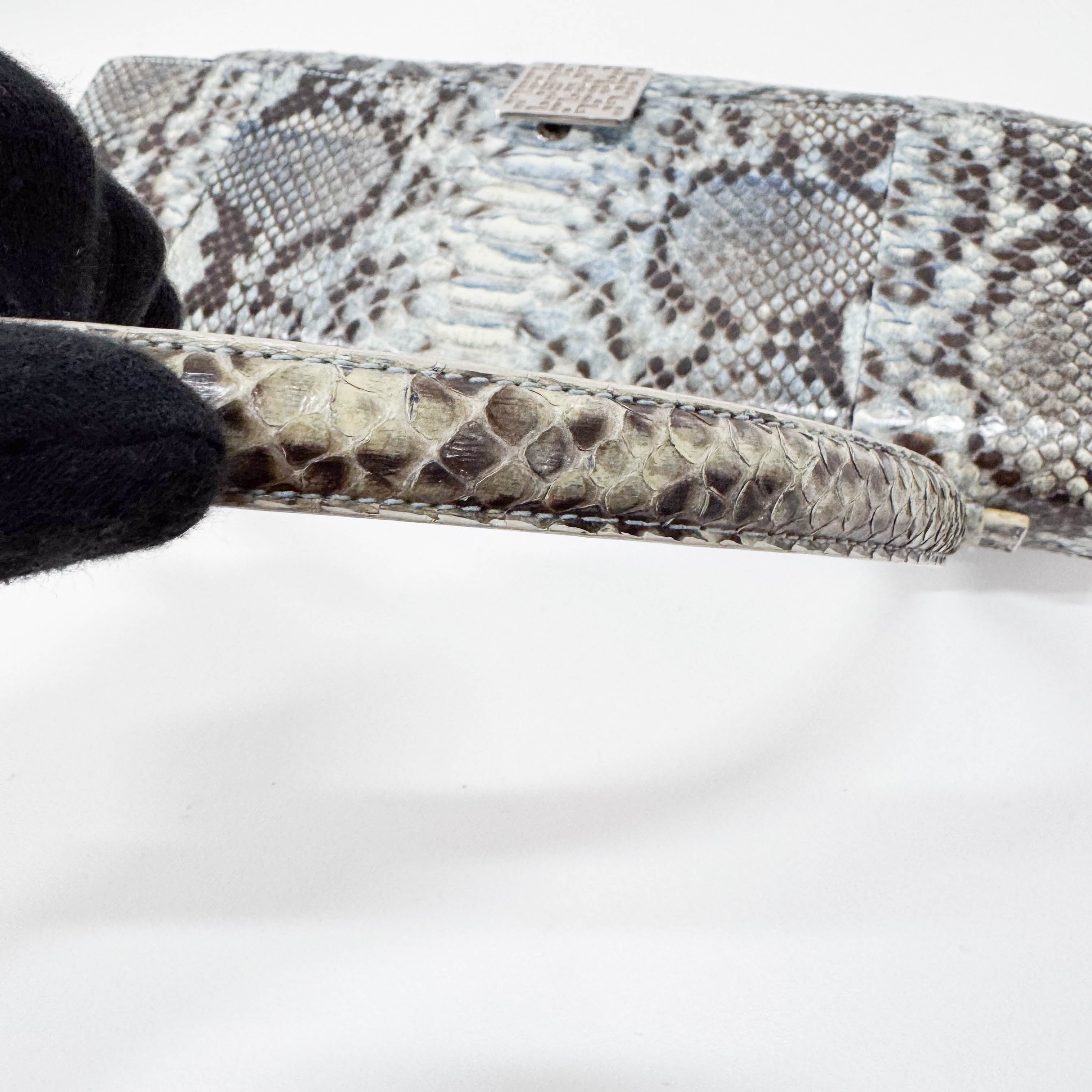 Blue Python Embossed Shoulder Bag