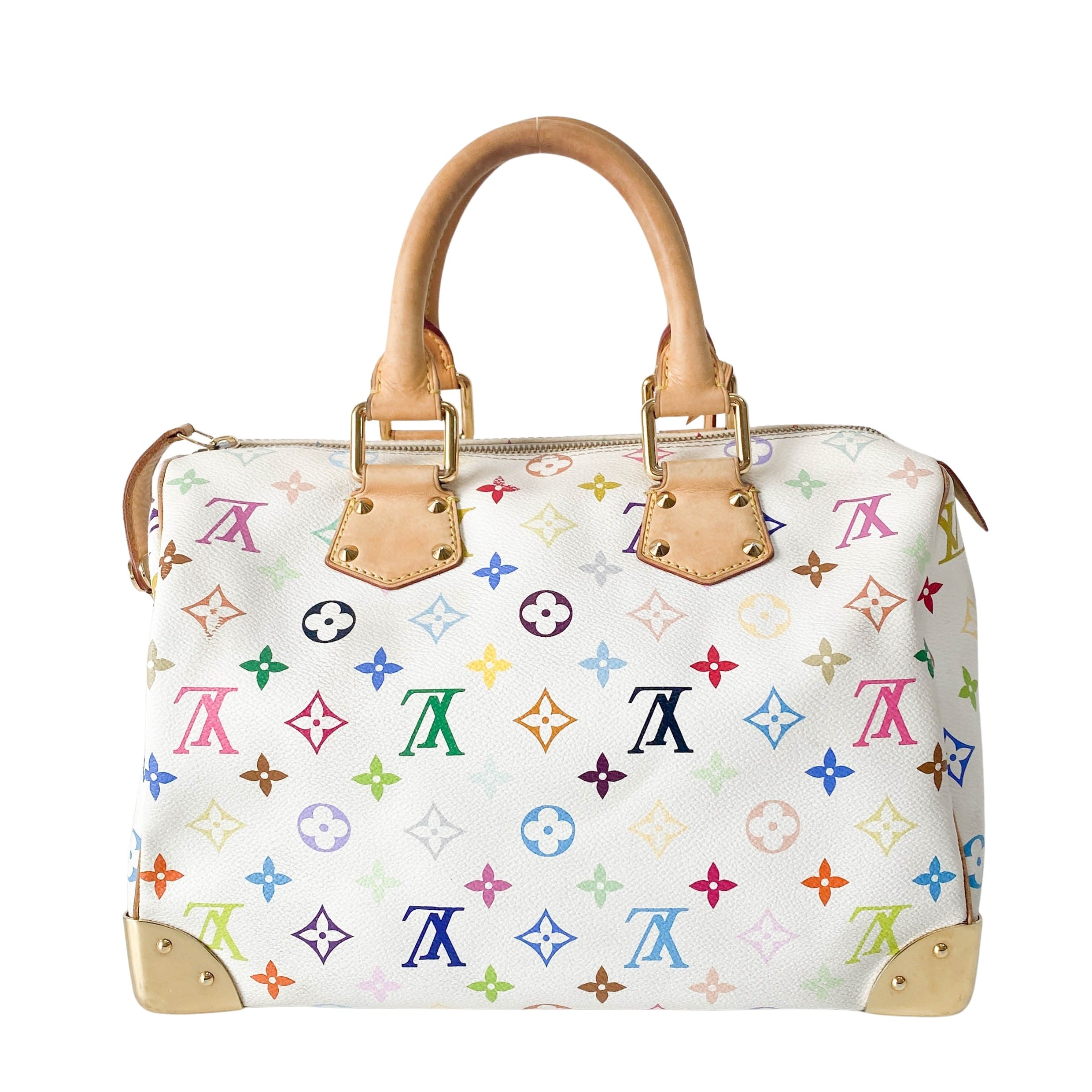 Speedy 30 White Monogram Multi Colour White