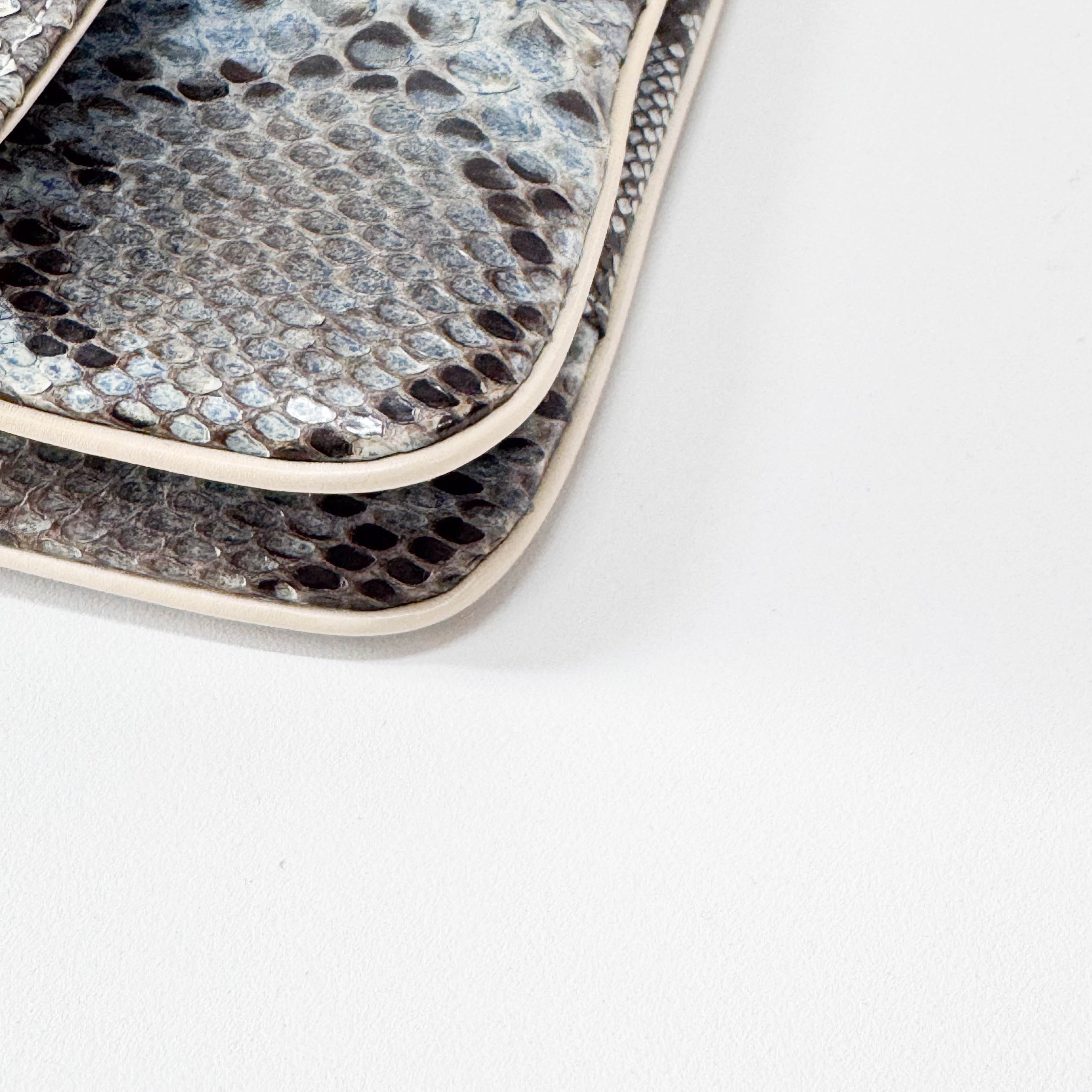 Blue Python Embossed Shoulder Bag