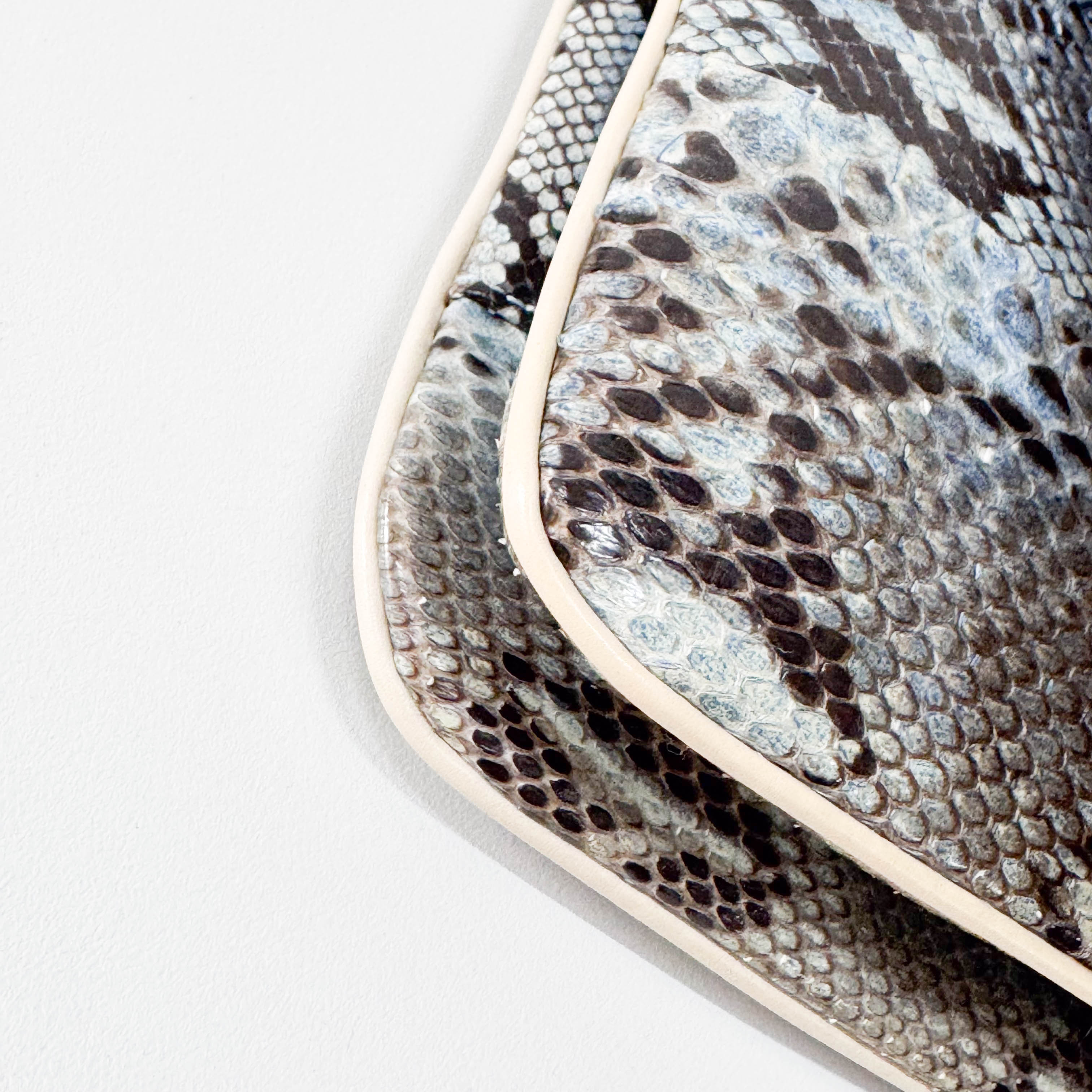 Blue Python Embossed Shoulder Bag