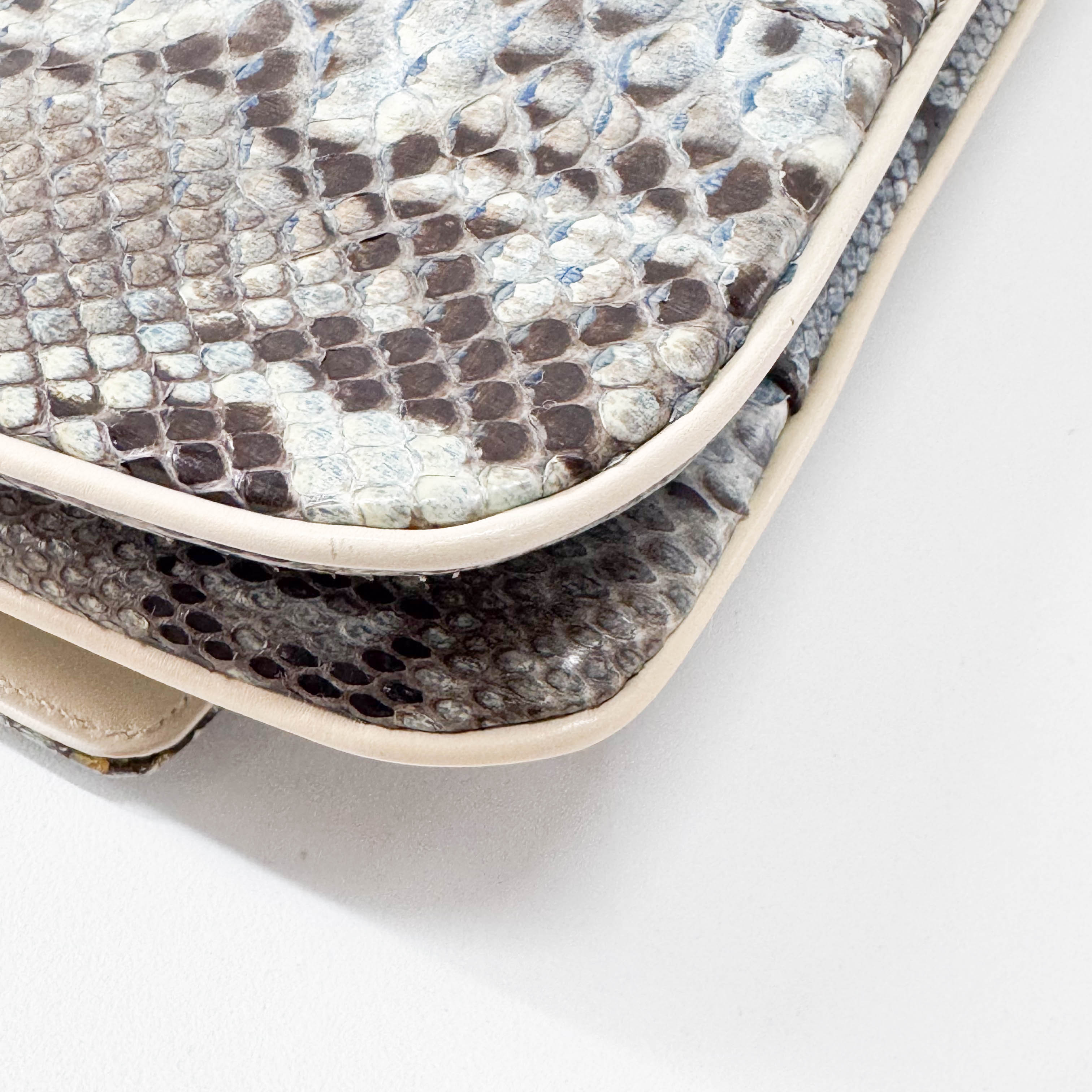 Blue Python Embossed Shoulder Bag