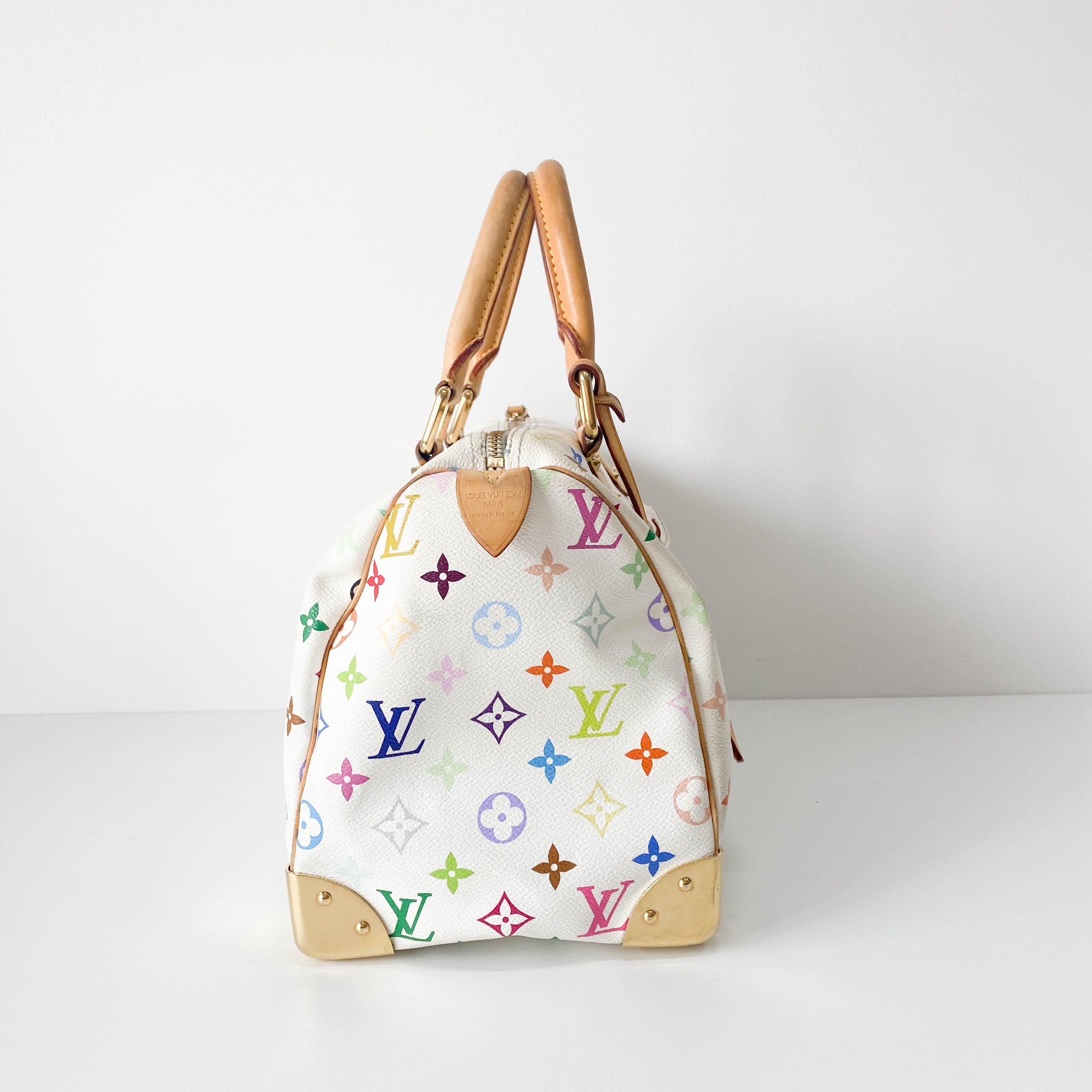 Speedy 30 White Monogram Multi Colour White