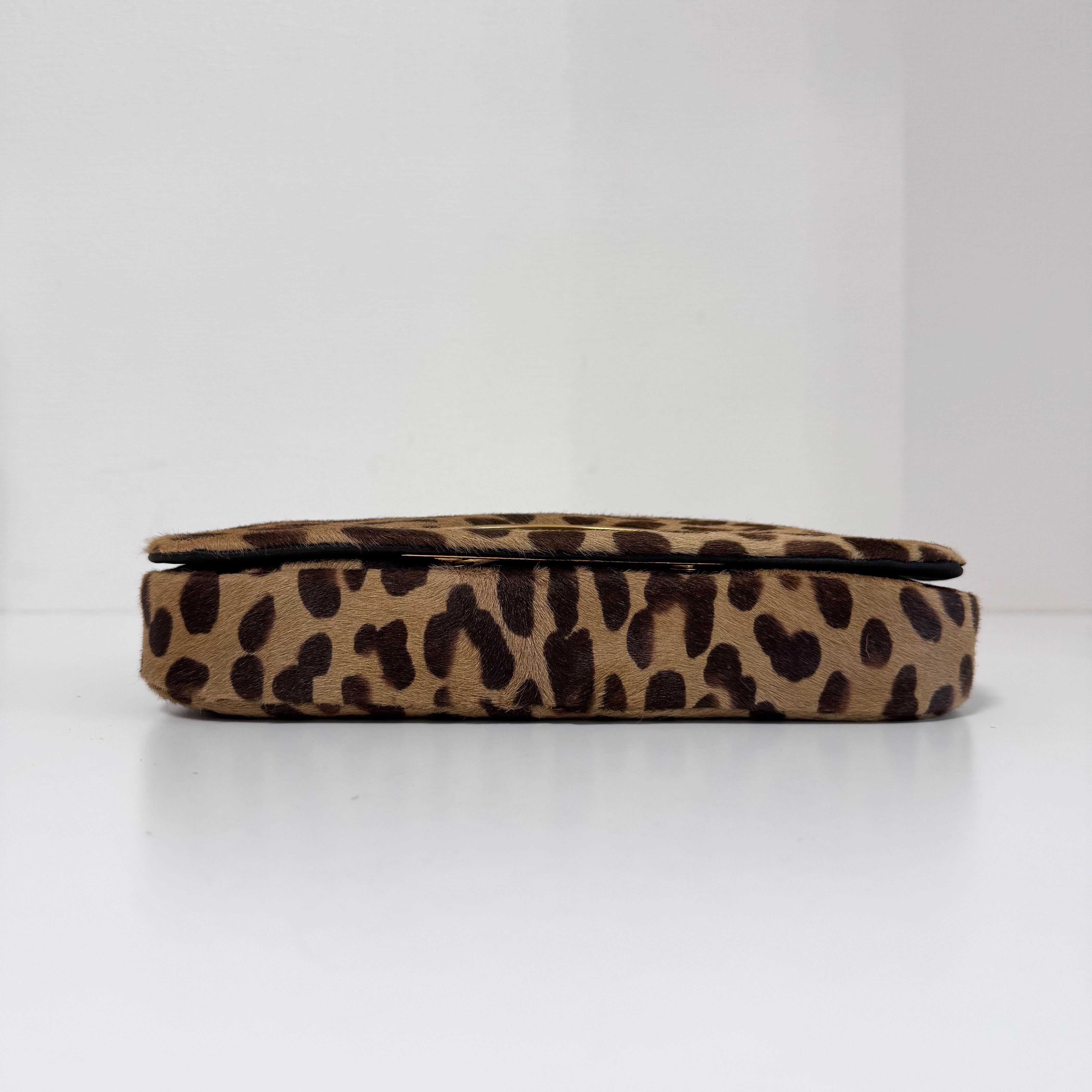 Malice Pearl Leopard Brown Leather Shoulder Bag