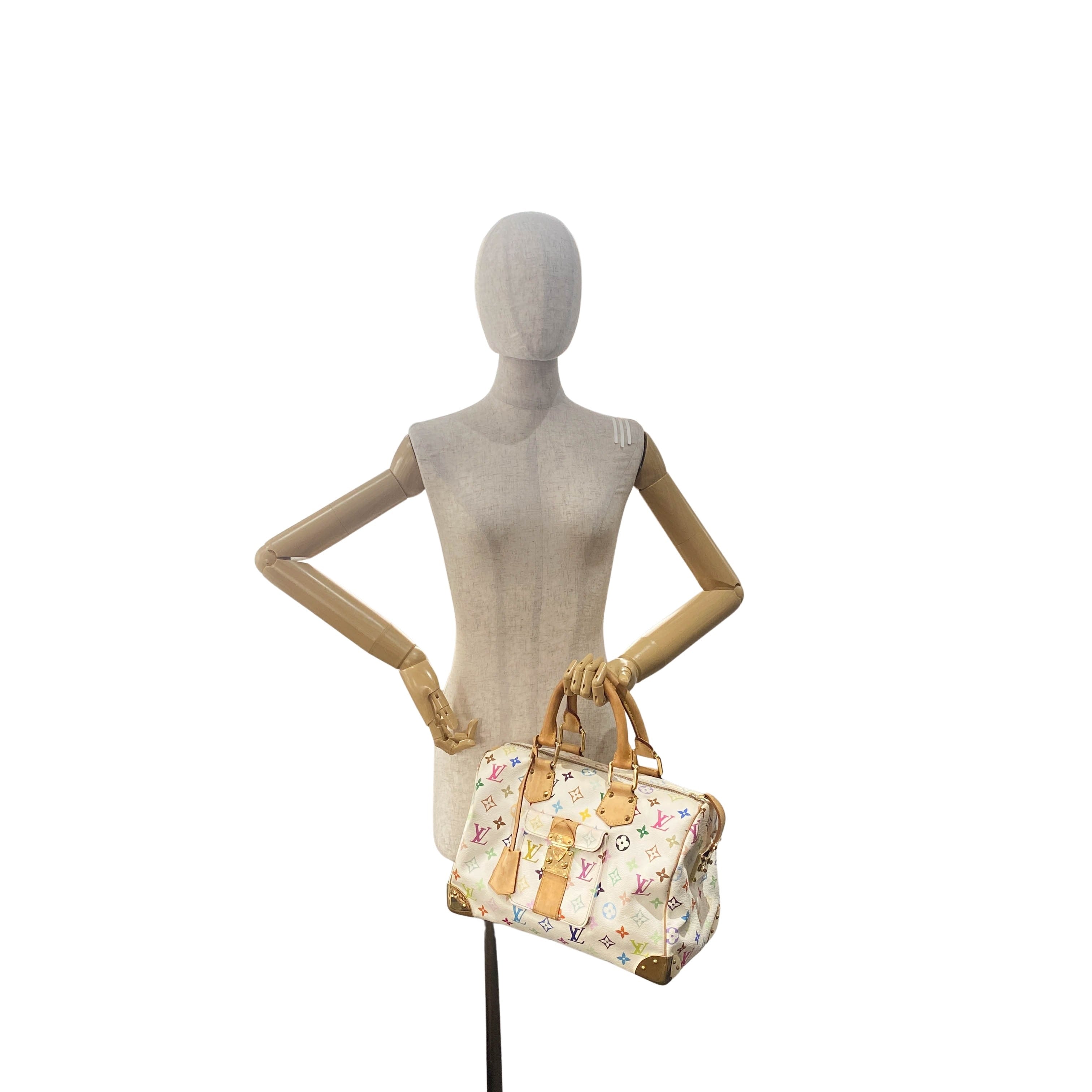 Speedy 30 White Monogram Multi Colour White