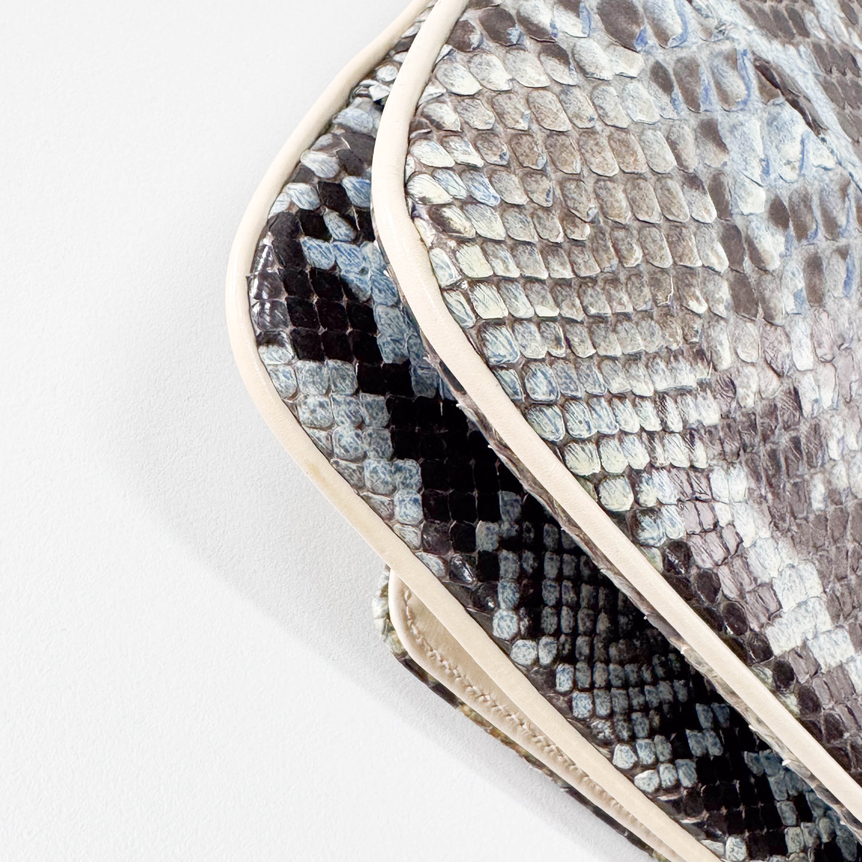 Blue Python Embossed Shoulder Bag