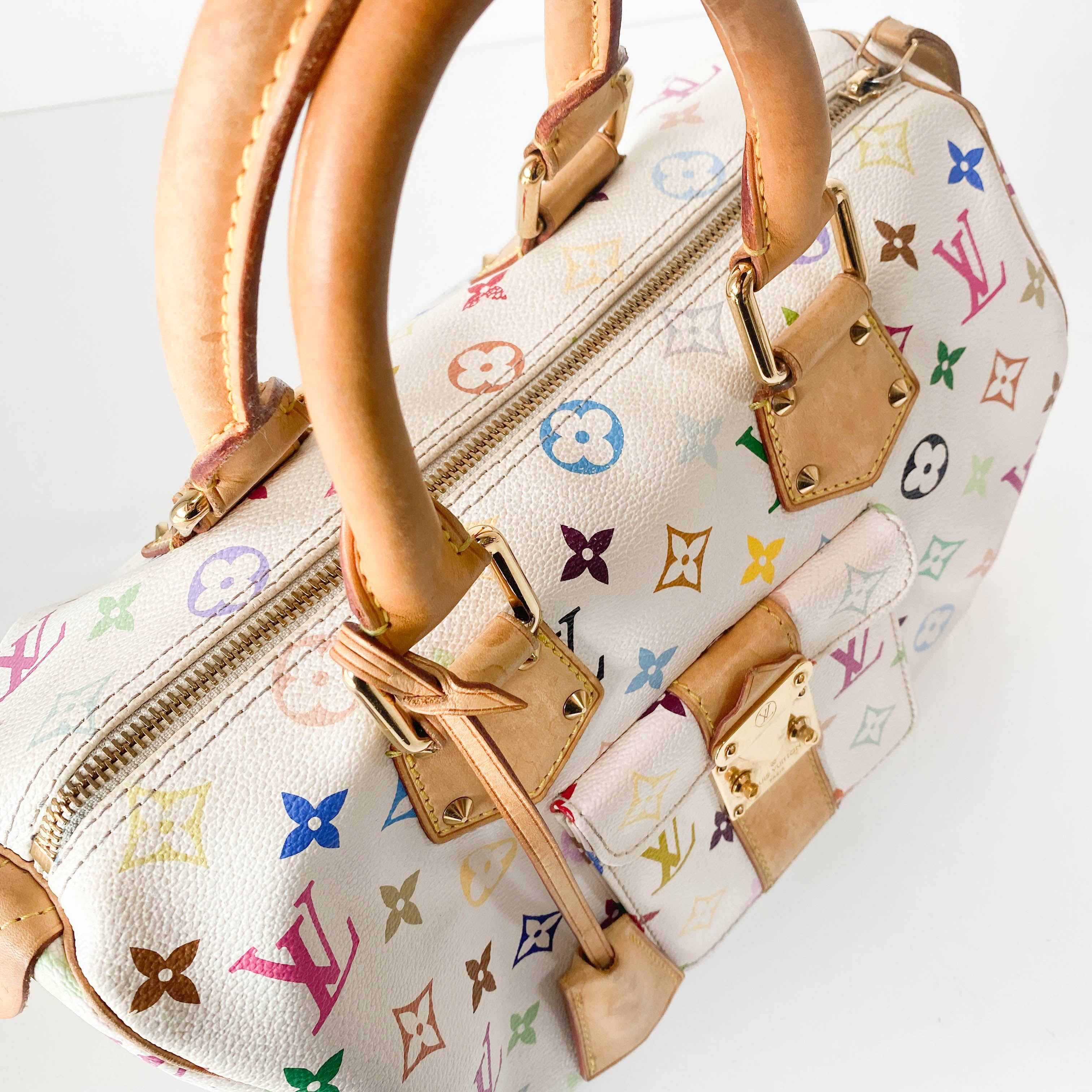 Speedy 30 White Monogram Multi Colour White