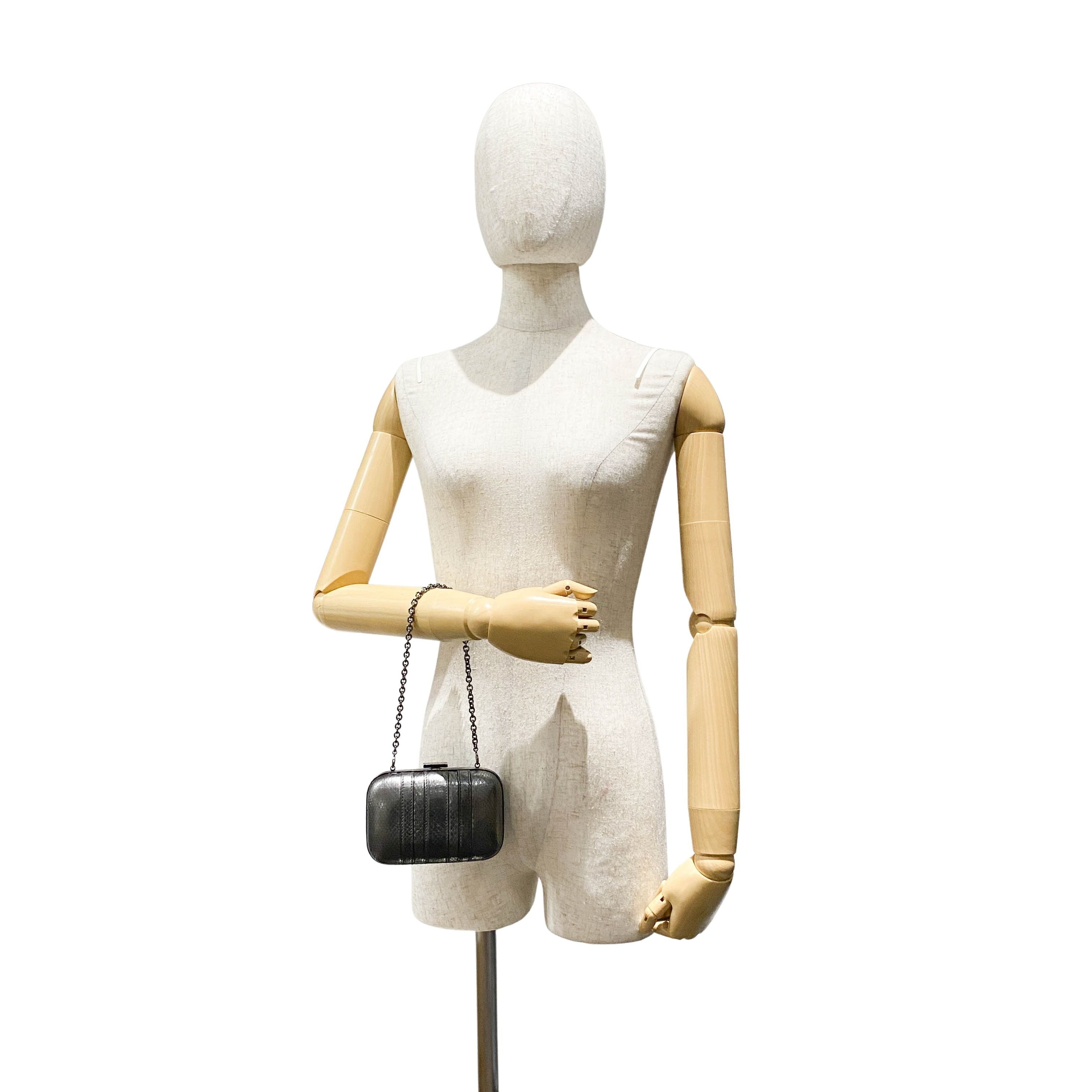 Pewter Metal Grey Python Embossed Hand Bag