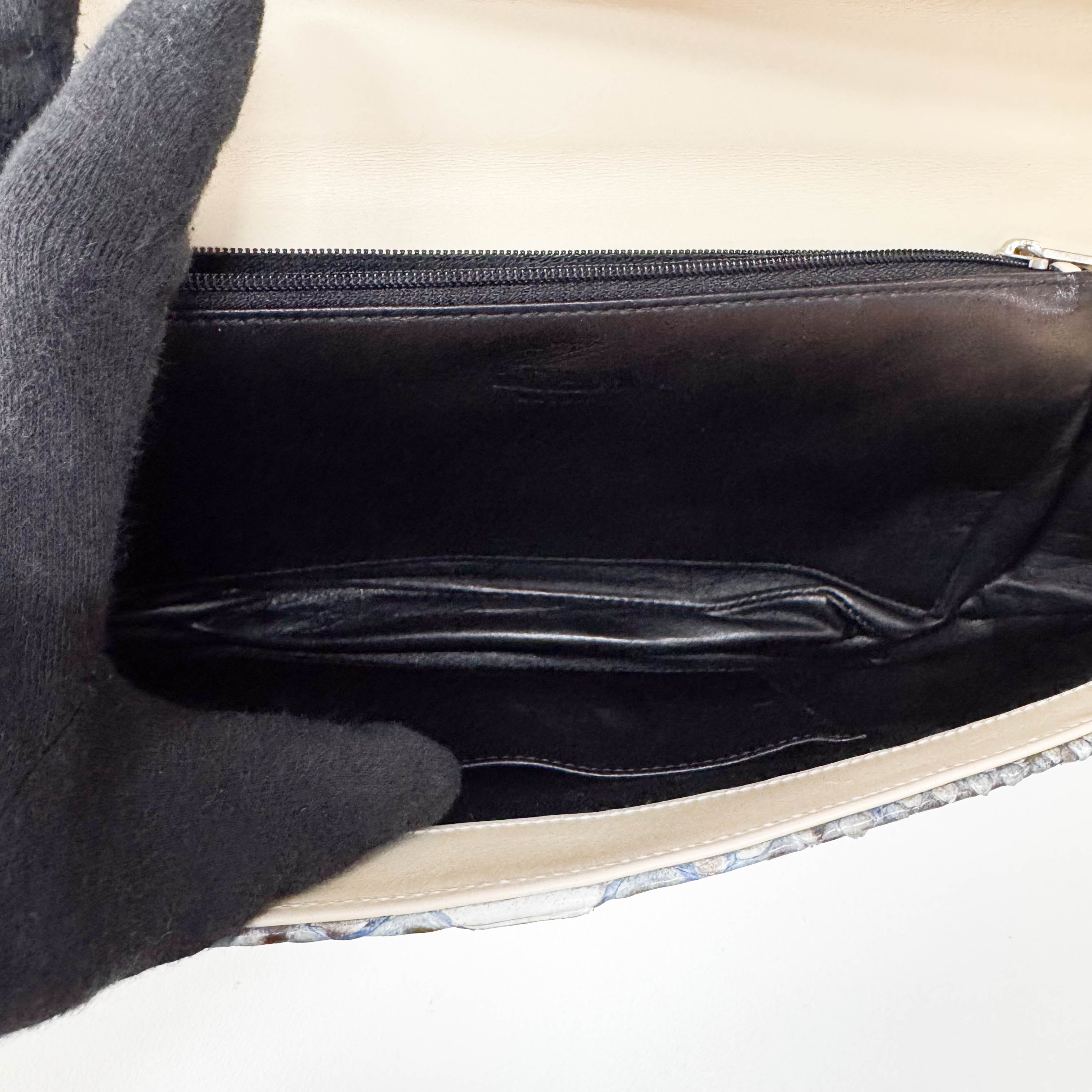 Blue Python Embossed Shoulder Bag