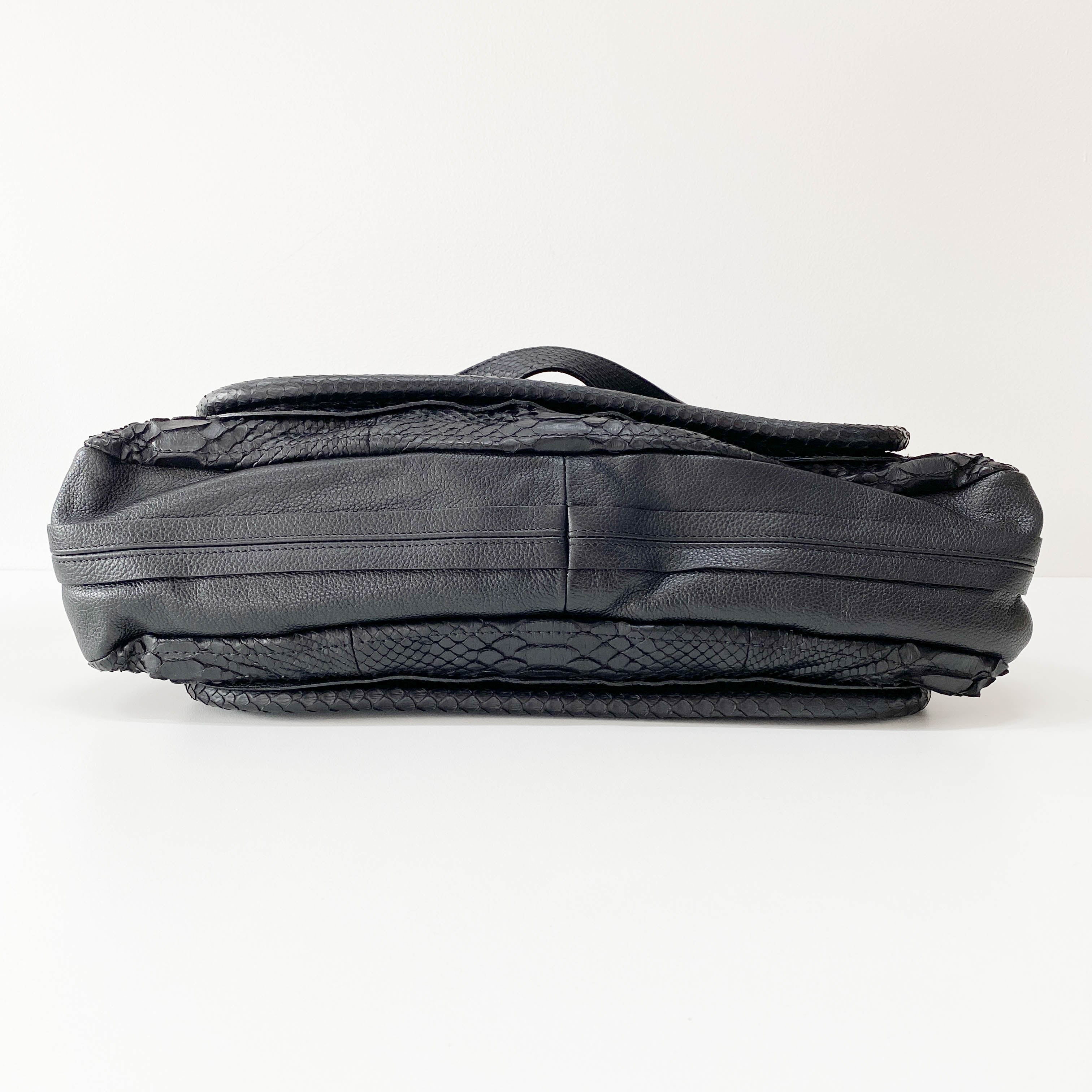 Paraty Black Embossed Lizzard Leather Two Way Bag