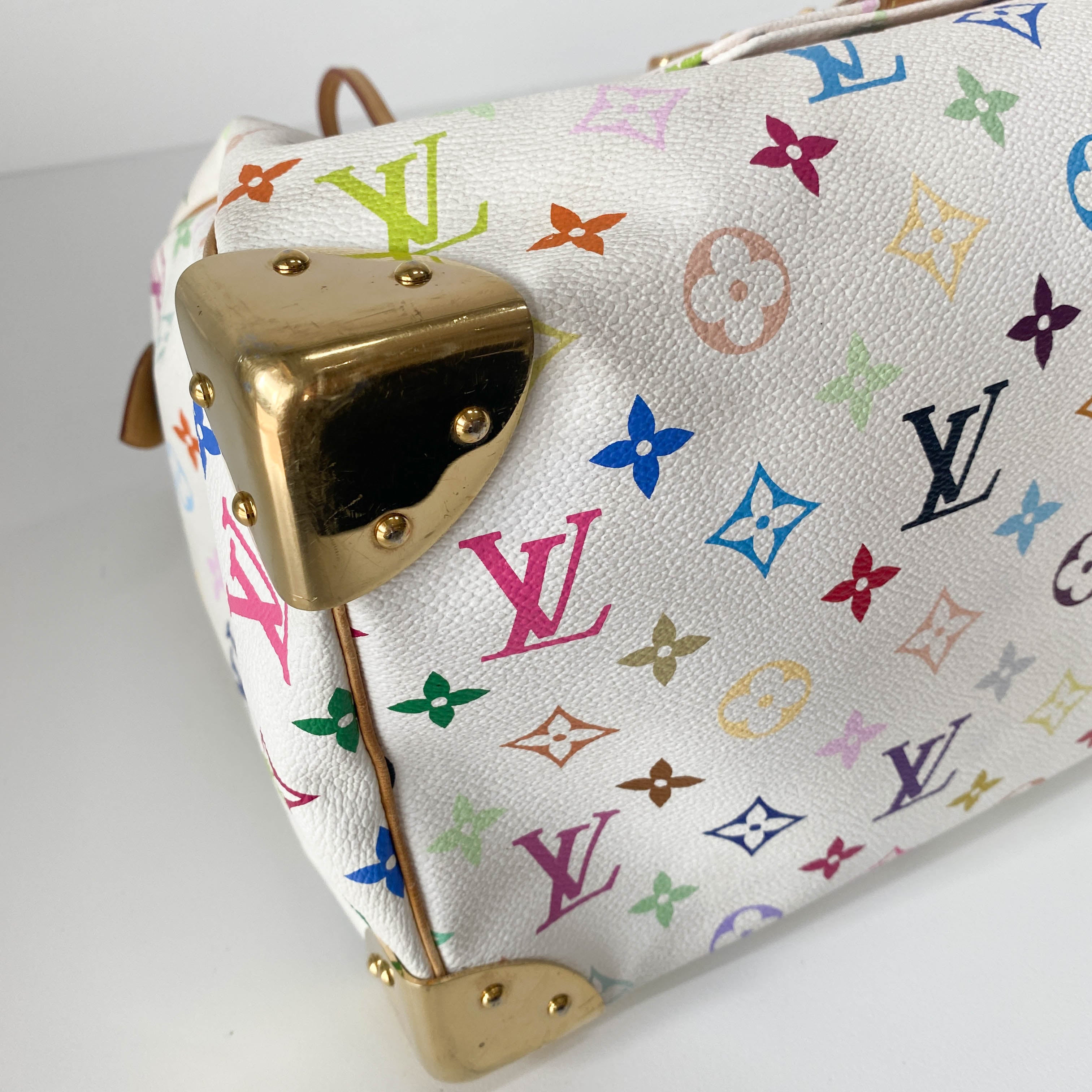 Speedy 30 White Monogram Multi Colour White